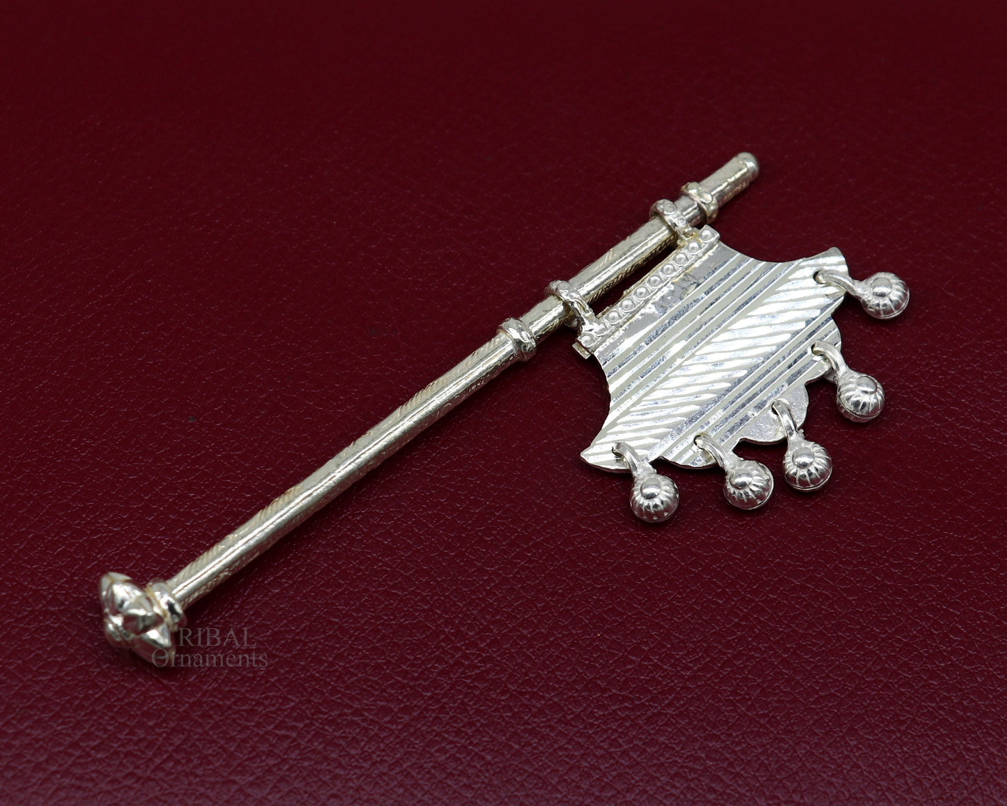 925 sterling silver pankhi, small fan or pankhi for god puja, best gifting to laddu gopala krishna, silver hand fan puja article su689 - TRIBAL ORNAMENTS