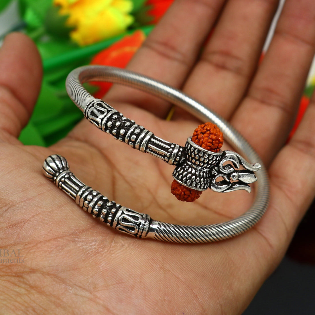 925 sterling silver idol shiva trident or trishul bangle, pretty customized Babubali bangle kada bracelet unisex designer jewelry nssk676 - TRIBAL ORNAMENTS