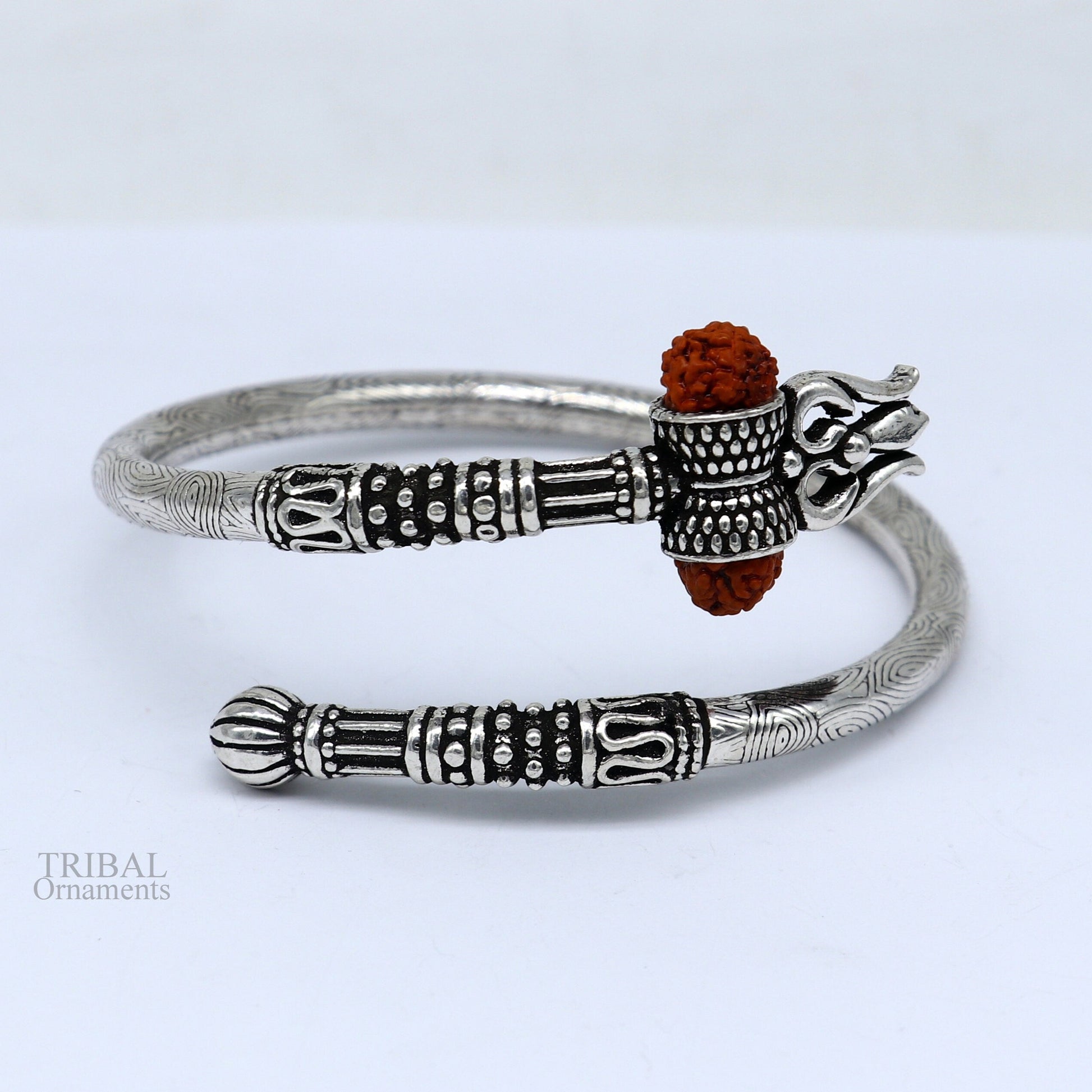 925 sterling silver idol shiva trident or trishul bangle, pretty customized Babubali bangle kada bracelet unisex designer jewelry nssk668 - TRIBAL ORNAMENTS