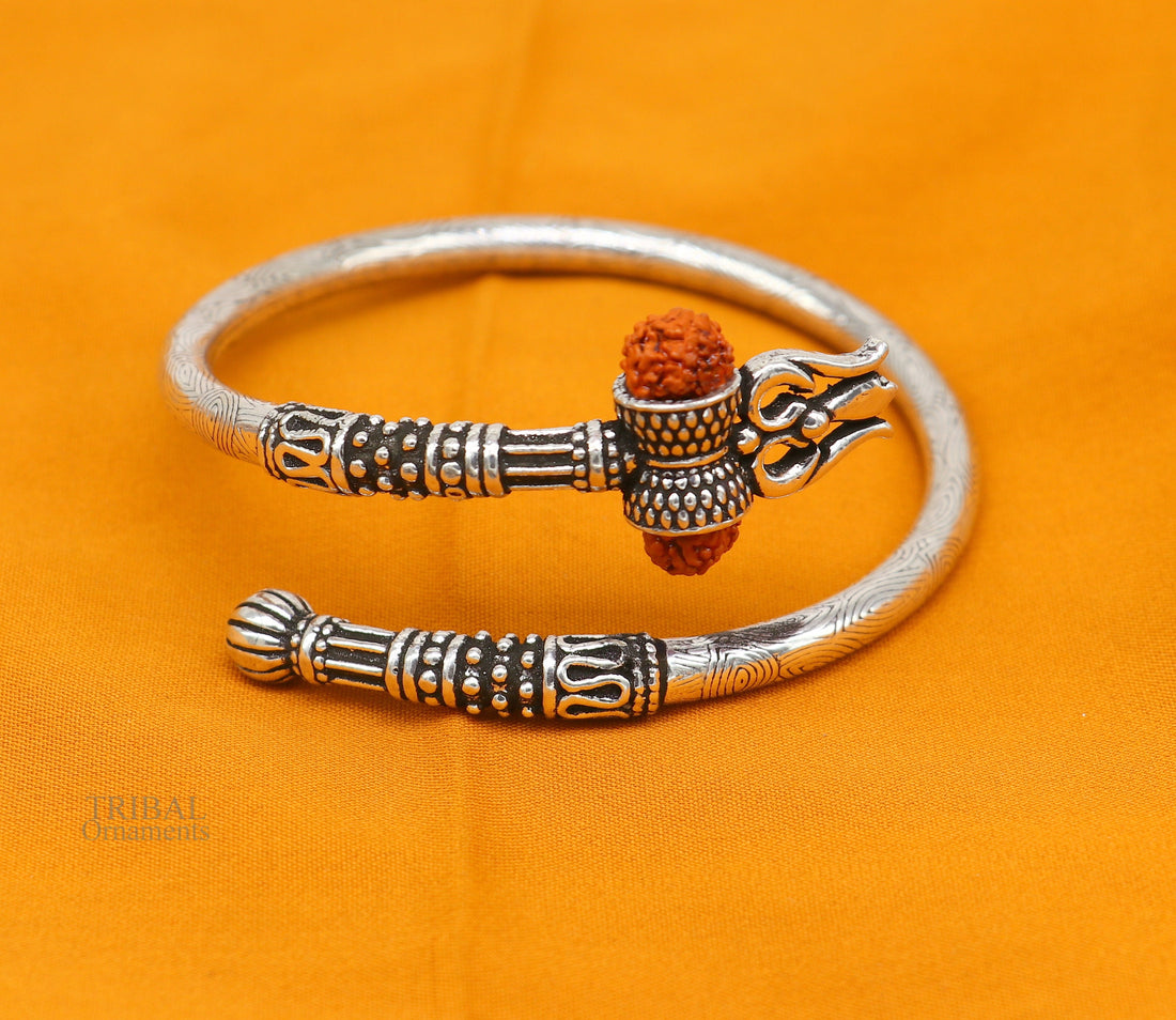925 sterling silver idol shiva trident or trishul bangle, pretty customized Babubali bangle kada bracelet unisex designer jewelry nssk668 - TRIBAL ORNAMENTS