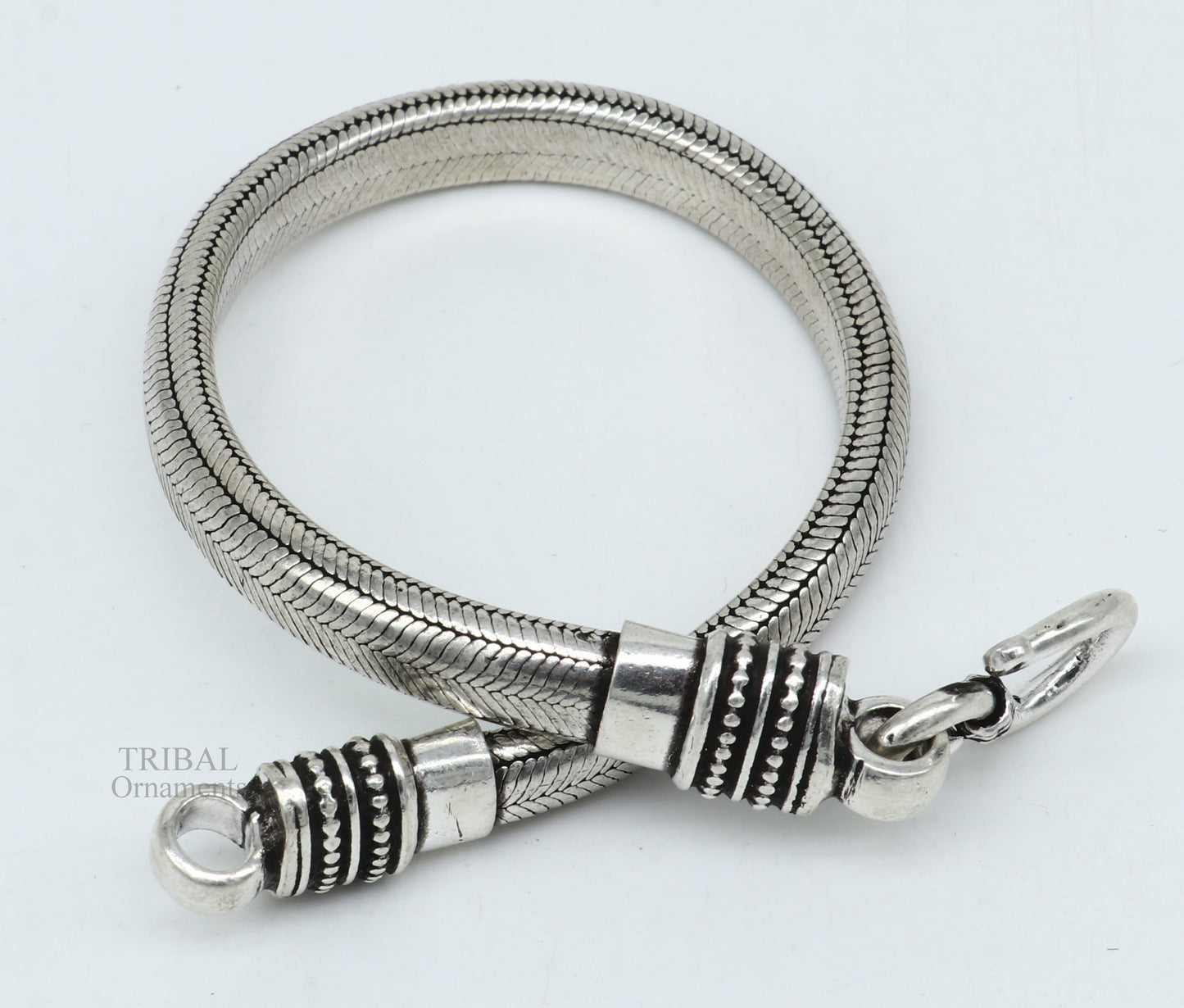 7mm 8" solid 925 sterling silver handmade snake chain heavy customized D shape half round bracelet, personalized gifting jewelry nsbr250 - TRIBAL ORNAMENTS