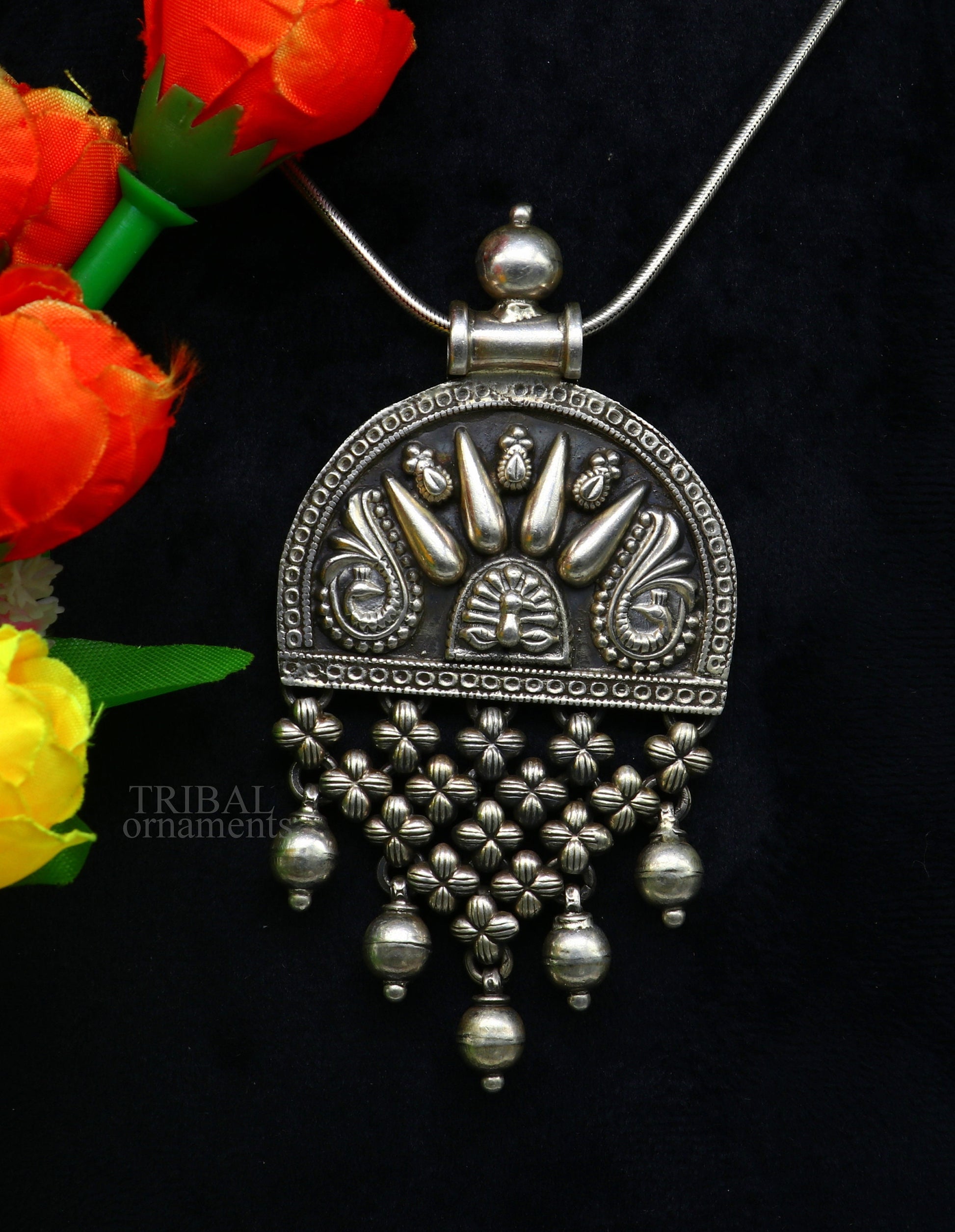 925 sterling silver handcrafted indian tribal ethnic pendant antique design wedding charm pendant necklace jewelry india ssp1513 - TRIBAL ORNAMENTS