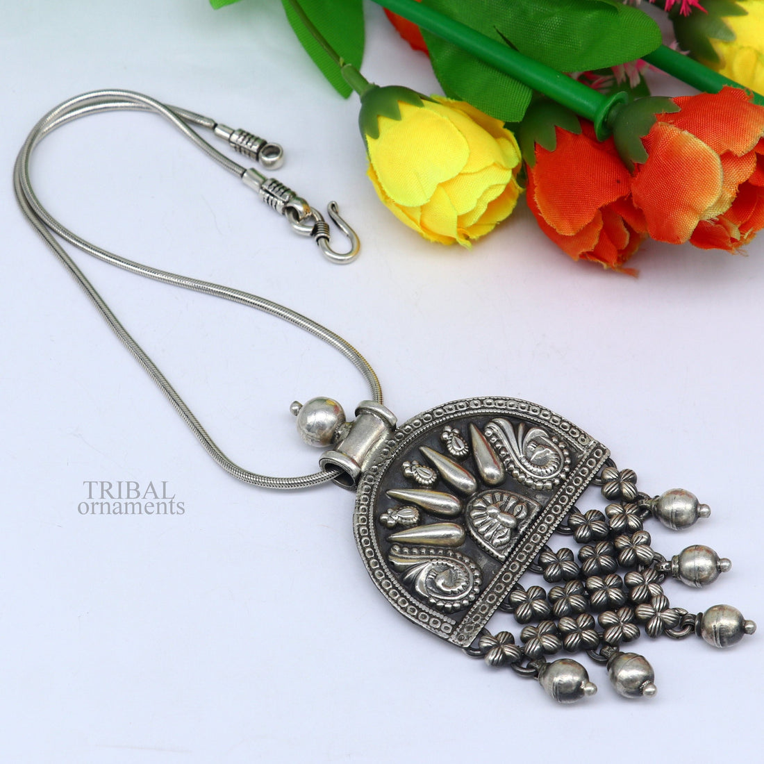 925 sterling silver handcrafted indian tribal ethnic pendant antique design wedding charm pendant necklace jewelry india ssp1513 - TRIBAL ORNAMENTS