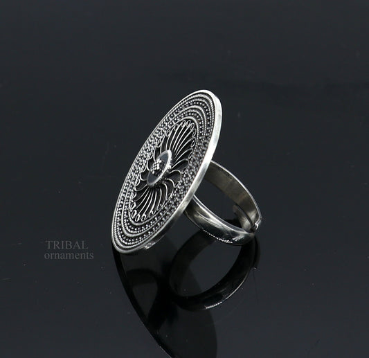 925 sterling solid silver fabulous craftsmanship vintage antique design tribal adjustable ring band for women from Rajasthan India ring487 - TRIBAL ORNAMENTS