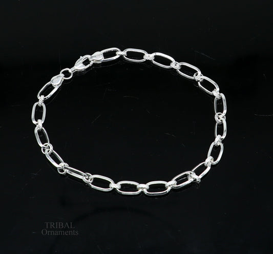 8" girl's bracelet 925 sterling silver handmade new fancy stylish solid chain bracelet, stylish bracelet  gifting elegant jewelry nsbr522 - TRIBAL ORNAMENTS