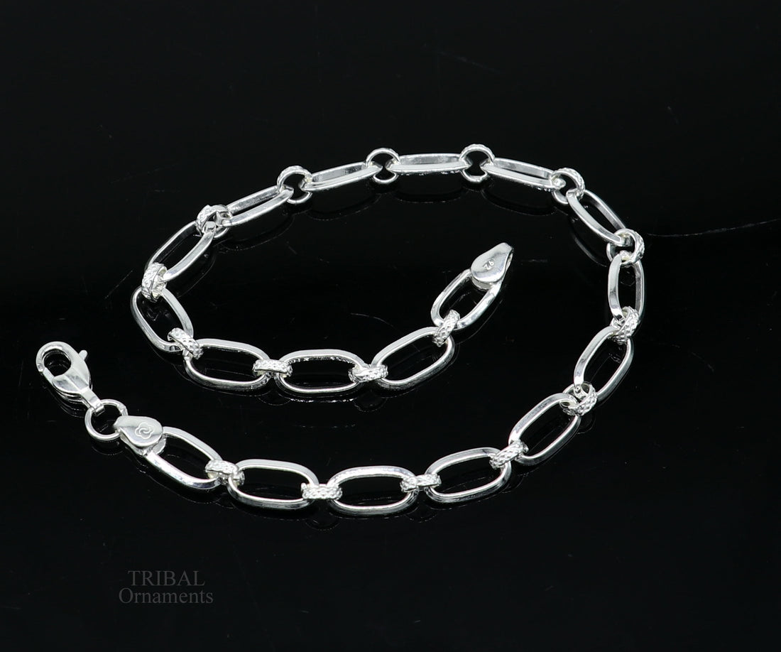 8" girl's bracelet 925 sterling silver handmade new fancy stylish solid chain bracelet, stylish bracelet  gifting elegant jewelry nsbr522 - TRIBAL ORNAMENTS