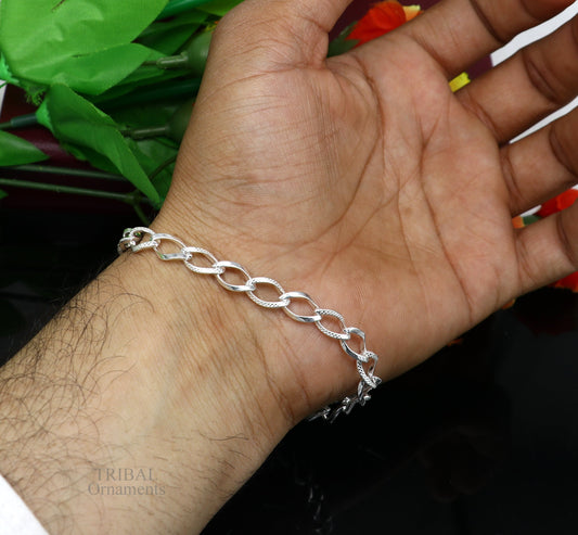 8" girl's bracelet 925 sterling silver handmade new fancy stylish solid chain bracelet, stylish bracelet  gifting elegant jewelry nsbr520 - TRIBAL ORNAMENTS