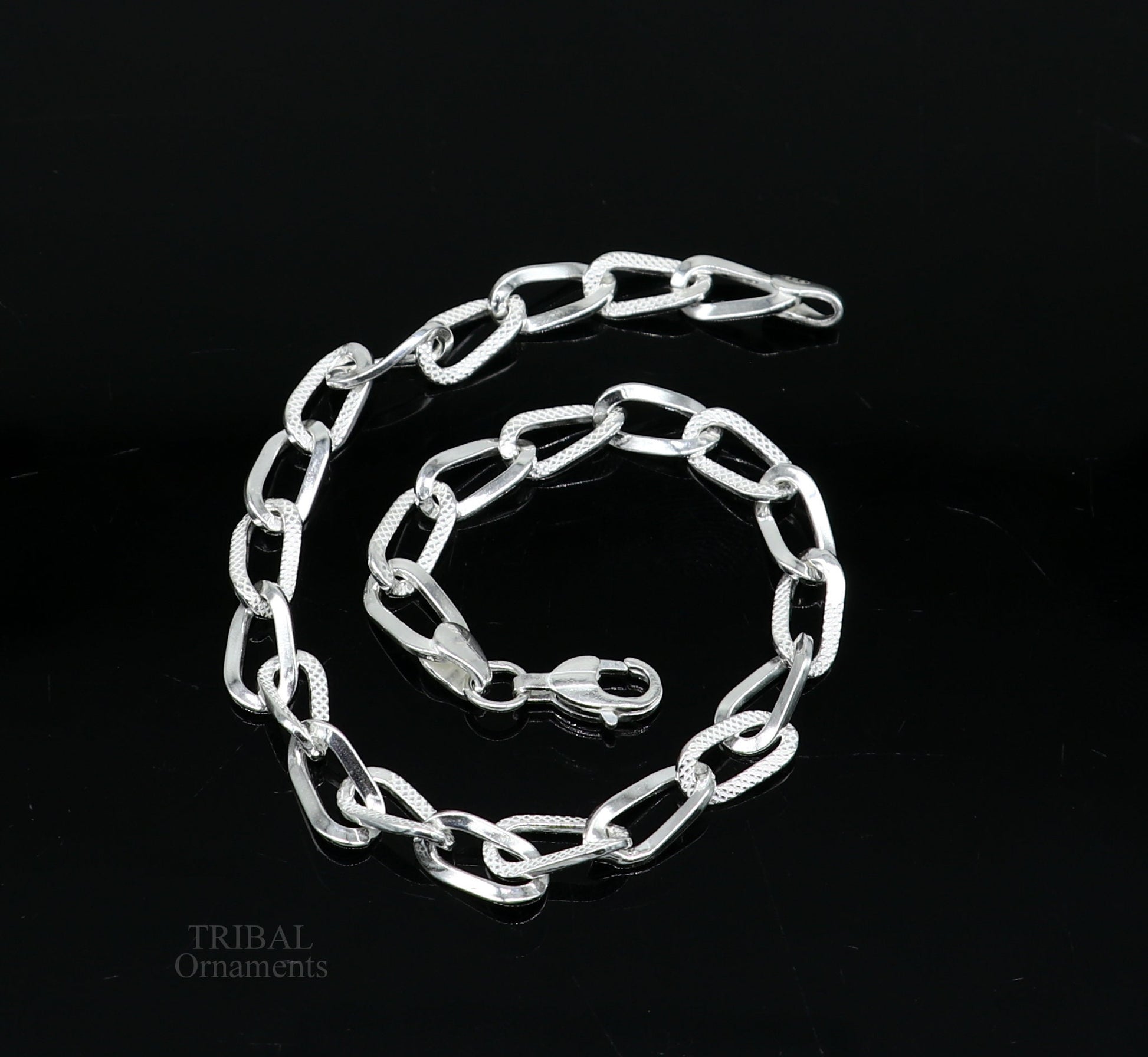 8" bracelet 925 sterling silver handmade new fancy stylish solid chain bracelet, stylish bracelet gifting elegant unisex jewelry nsbr513 - TRIBAL ORNAMENTS
