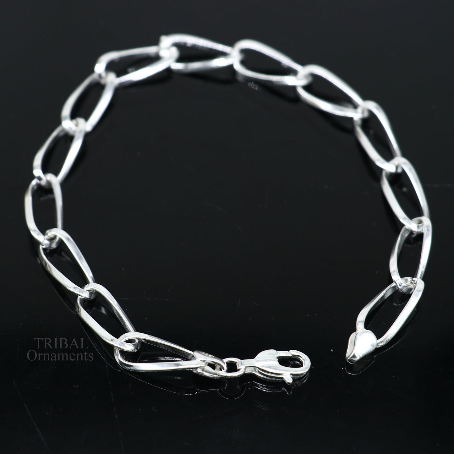 8" bracelet 925 sterling silver handmade new fancy stylish solid chain bracelet, stylish bracelet gifting elegant unisex jewelry nsbr510 - TRIBAL ORNAMENTS