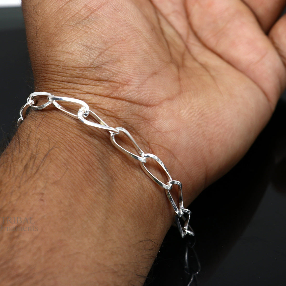 8" bracelet 925 sterling silver handmade new fancy stylish solid chain bracelet, stylish bracelet gifting elegant unisex jewelry nsbr510 - TRIBAL ORNAMENTS