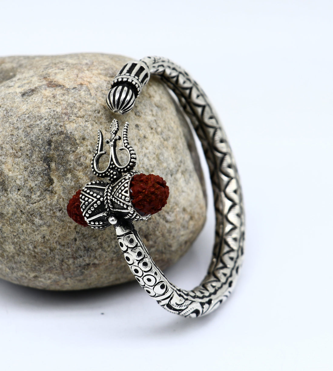 Wonderful handmade work 925 sterling silver trident kada, trishul kada, bahubali kada bangle bracelet for both men's and girl's nsk460 - TRIBAL ORNAMENTS