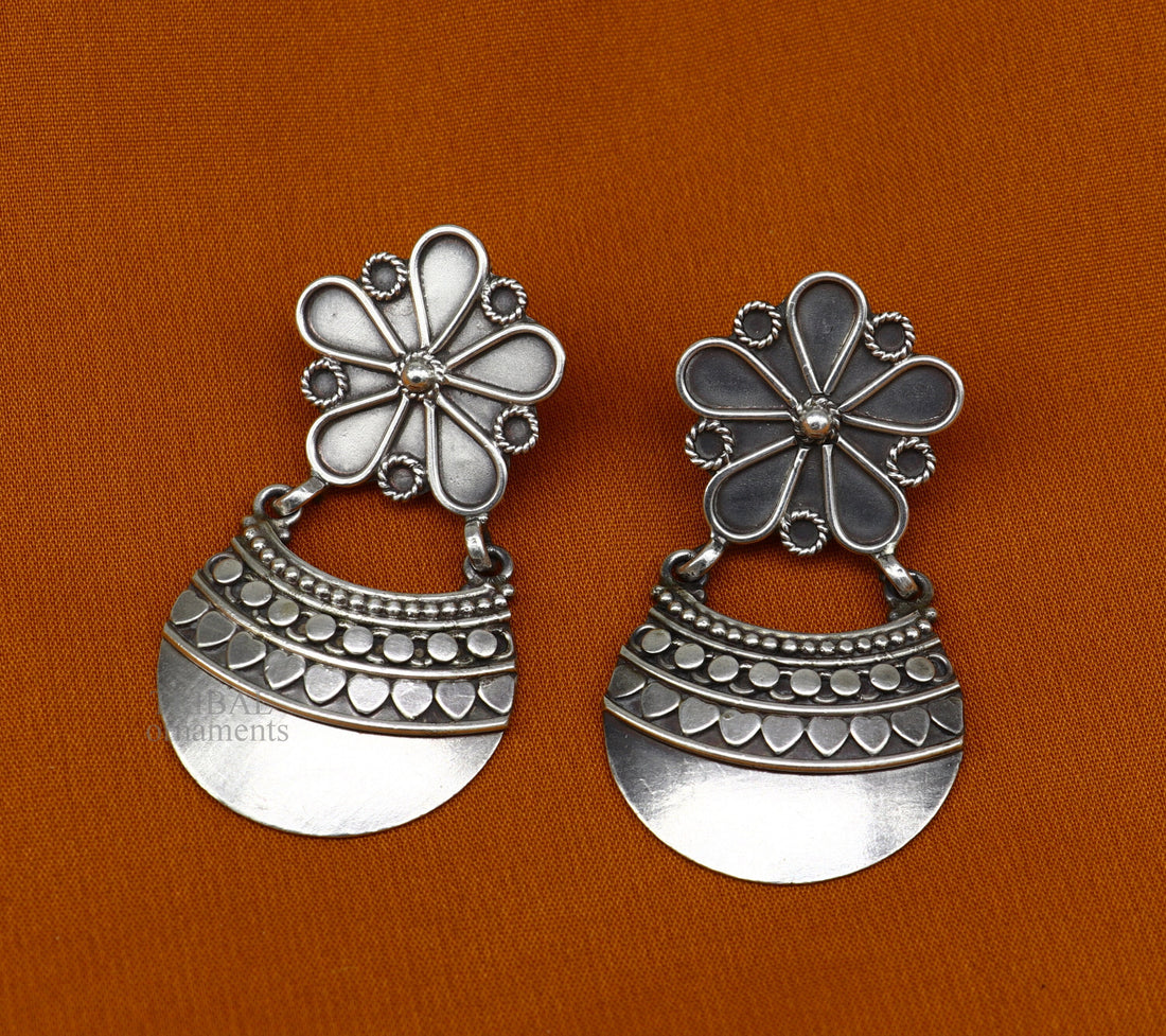 925 sterling silver handmade vintage kalash design floral stud earring attractive gifting jewelry, tribal earring drop dangle ear1102 - TRIBAL ORNAMENTS