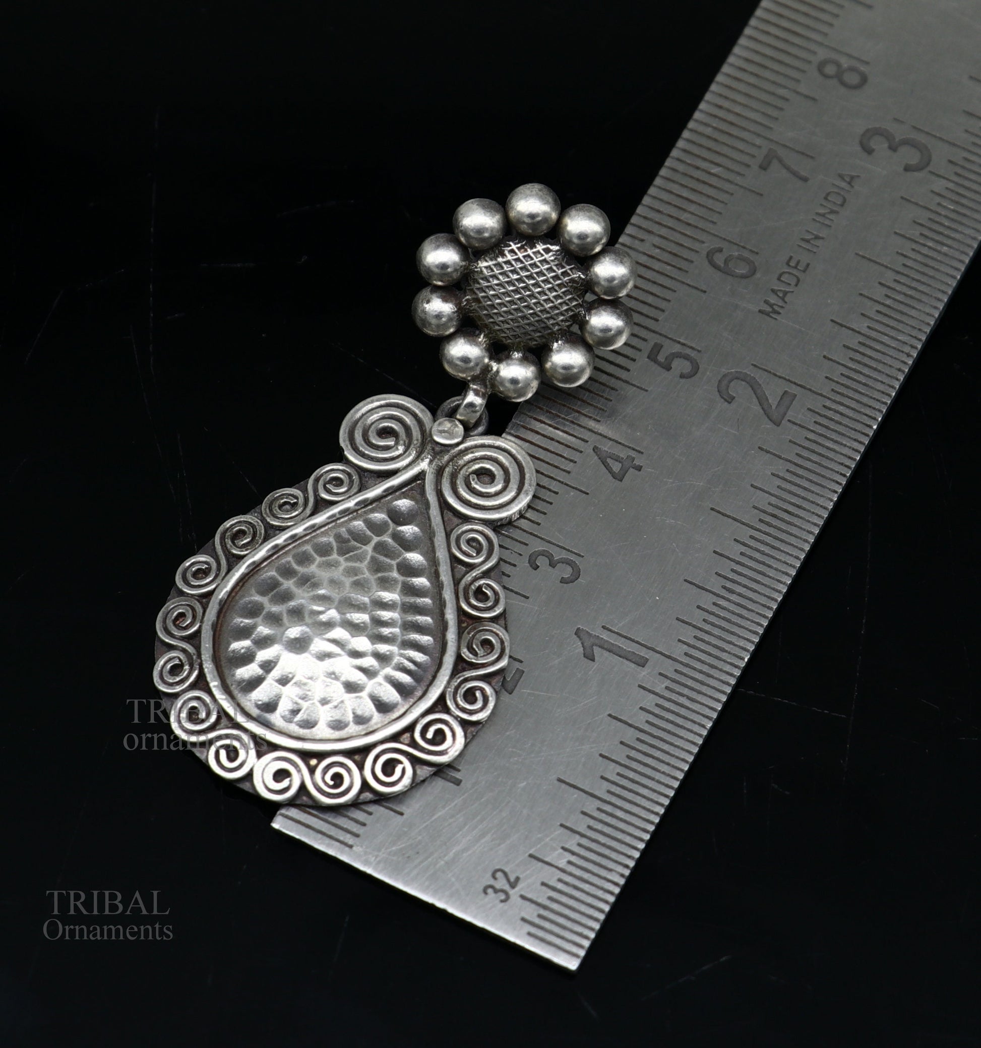 925 sterling silver handmade vintage classical design floral stud earring attractive gifting jewelry, tribal earring drop dangle ear1105 - TRIBAL ORNAMENTS