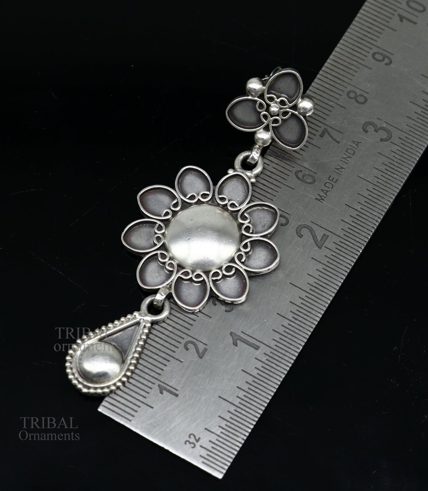 925 sterling silver handmade unique fancy design floral stud earring attractive gifting jewelry, tribal earring drop dangle ear1109 - TRIBAL ORNAMENTS