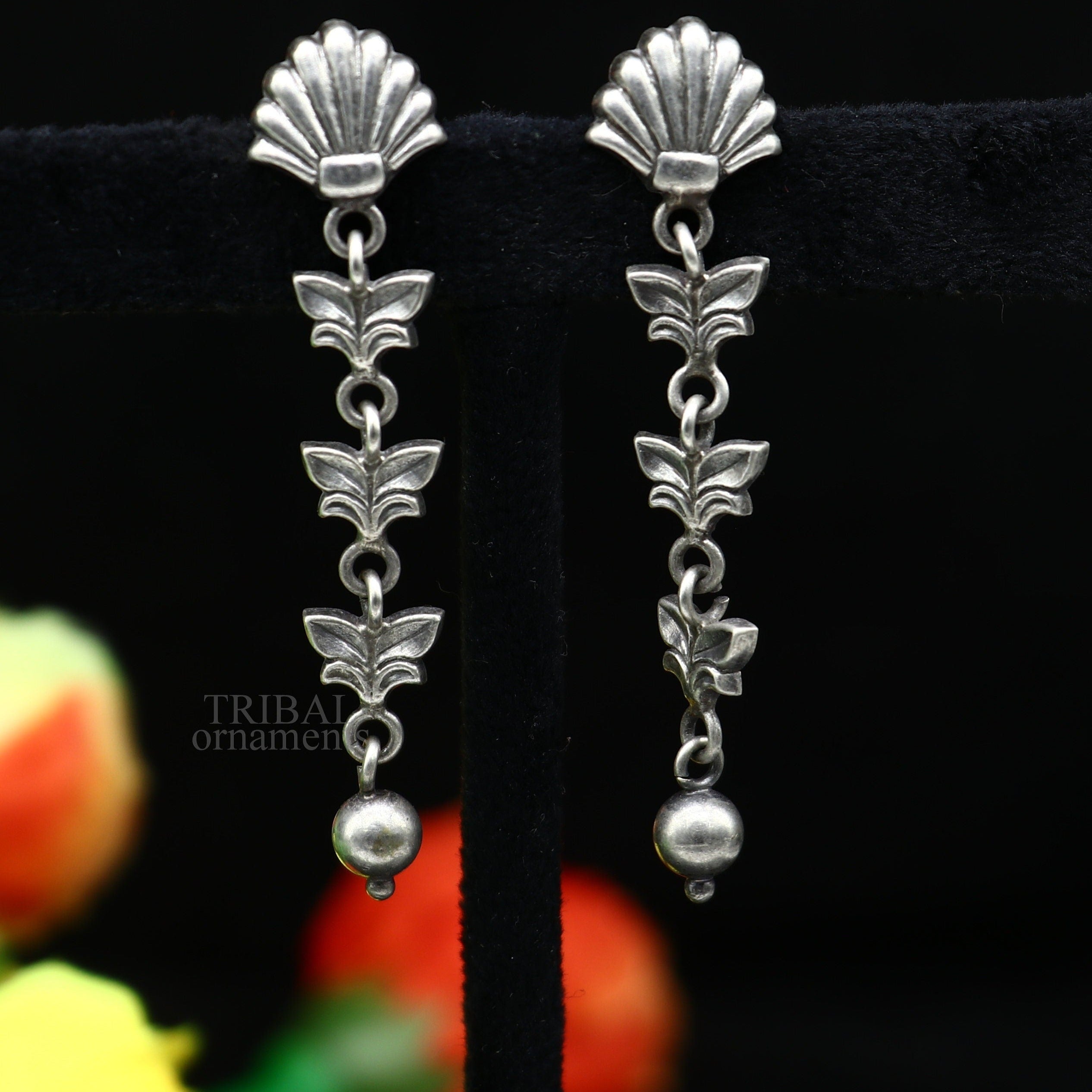 Summer shell charm antique silver designer earrings at ₹1400 | Azilaa