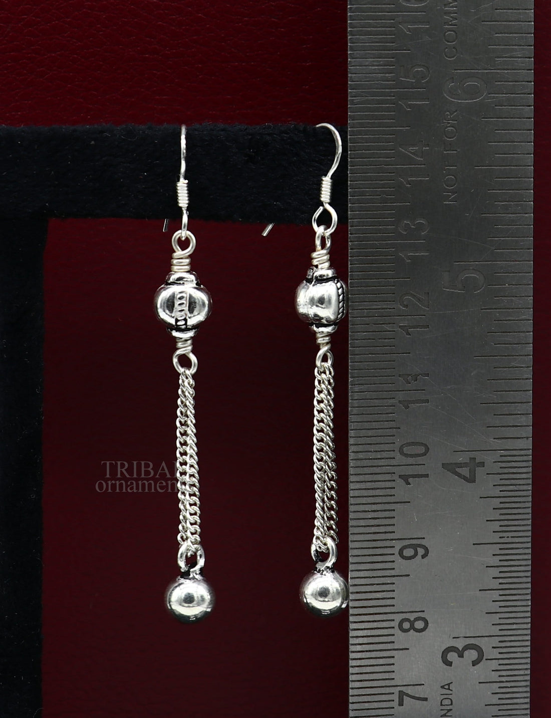 Exclusive 925 sterling silver handmade hook earrings with elegant fancy girl's hoops earring brides jewelry from india ear1085 - TRIBAL ORNAMENTS