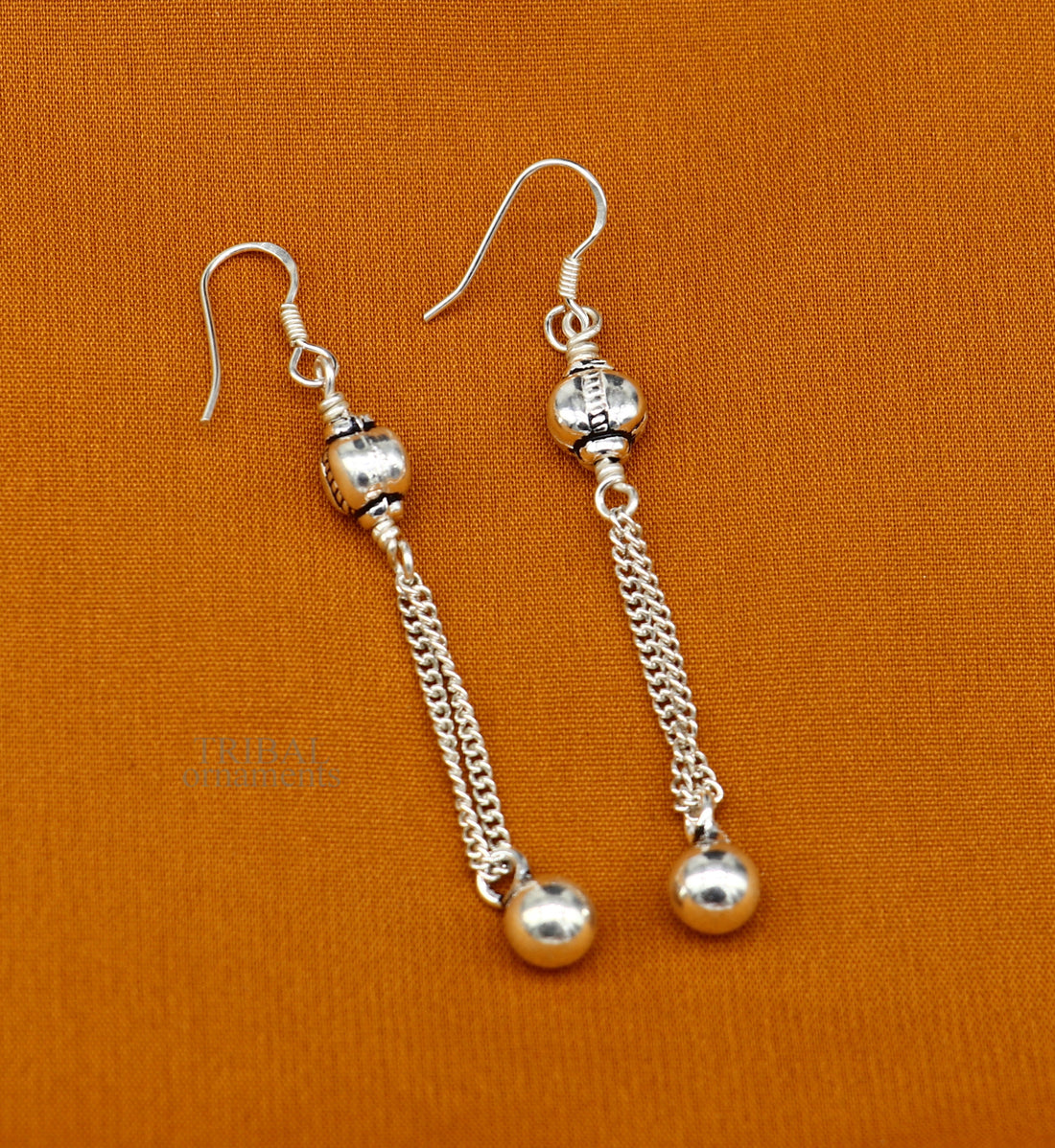 Exclusive 925 sterling silver handmade hook earrings with elegant fancy girl's hoops earring brides jewelry from india ear1085 - TRIBAL ORNAMENTS