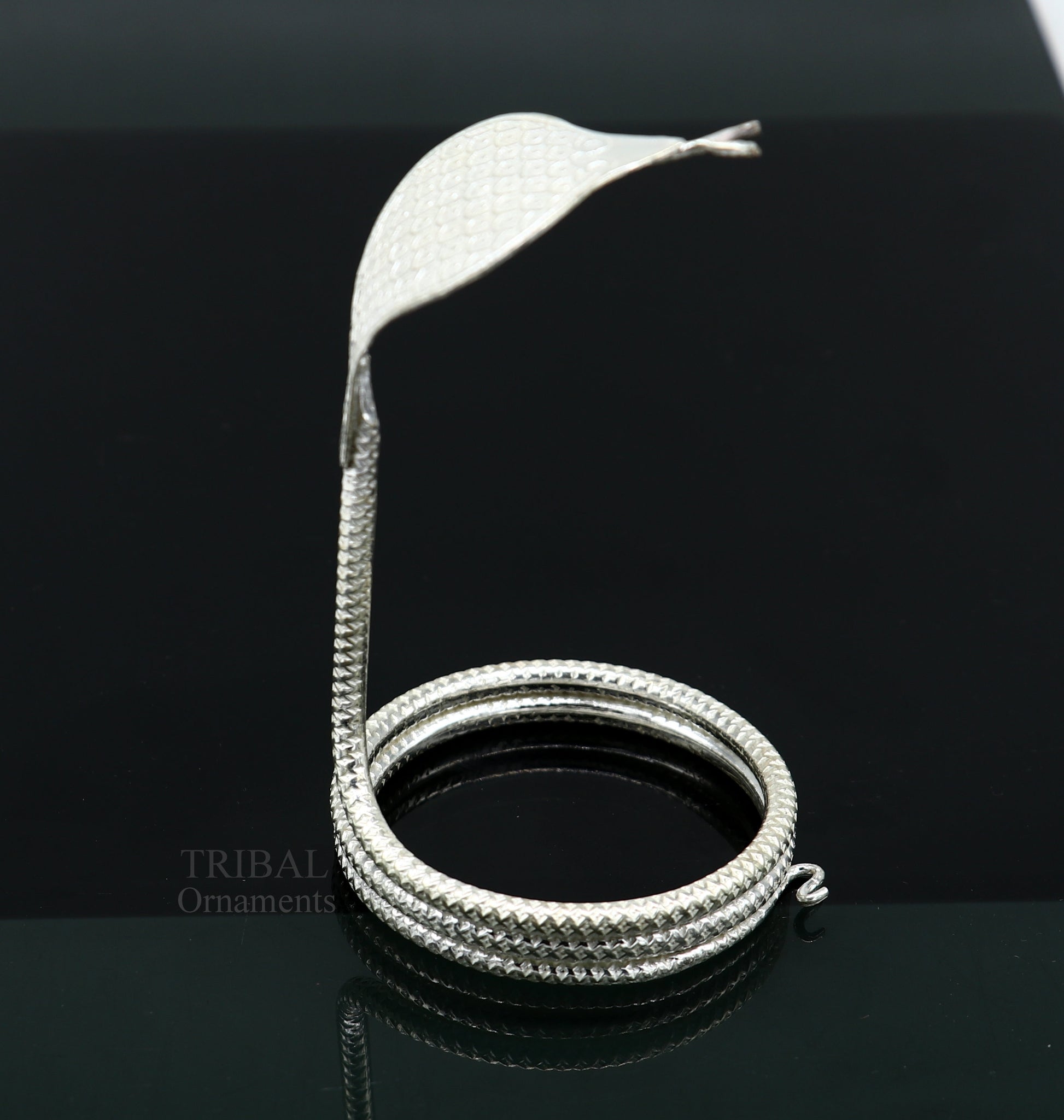 Sterling silver handmade fabulous vintage antique mini snake or shiva snake for puja or worshipping, solid Diwali puja article su671 - TRIBAL ORNAMENTS