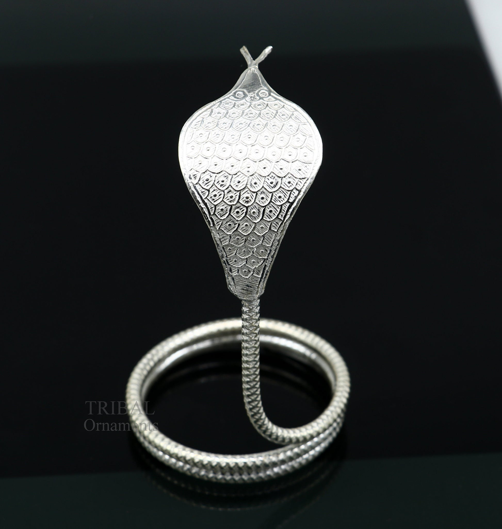 Sterling silver handmade fabulous vintage antique mini snake or shiva snake for puja or worshipping, solid Diwali puja article su671 - TRIBAL ORNAMENTS