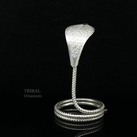 Sterling silver handmade fabulous vintage antique mini snake or shiva snake for puja or worshipping, solid Diwali puja article su672 - TRIBAL ORNAMENTS