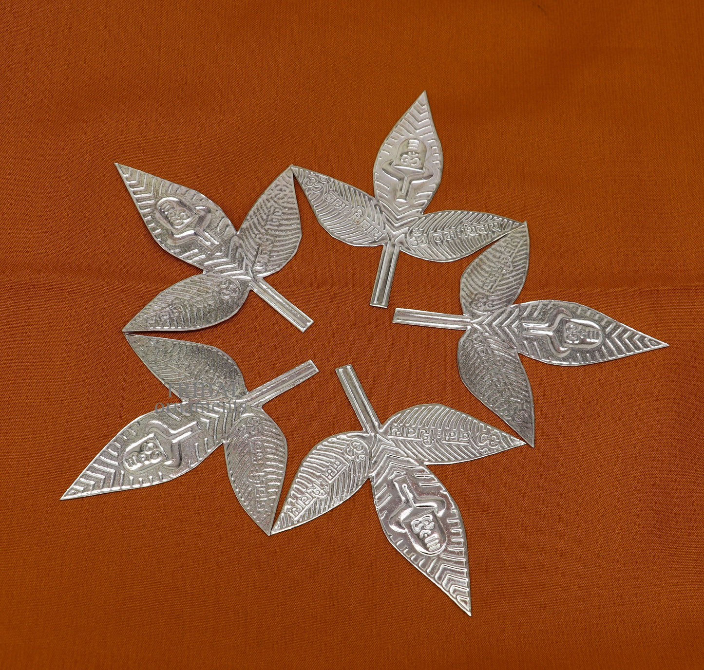 3" Lord Shiva bel Patra Solid silver handmade solid belva patra, shiva worshipping/ puja article, bel tree leaves for puja su674 - TRIBAL ORNAMENTS