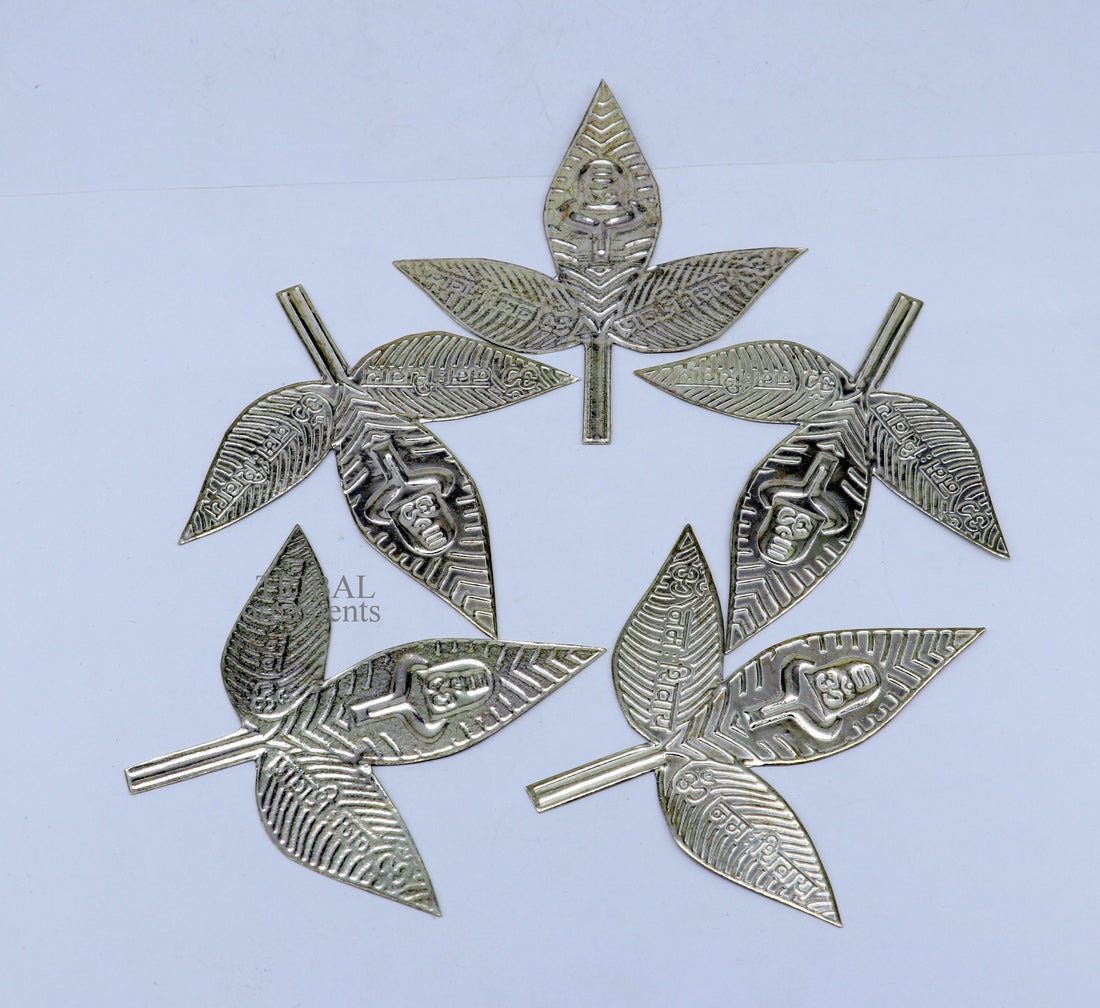 3" Lord Shiva bel Patra Solid silver handmade solid belva patra, shiva worshipping/ puja article, bel tree leaves for puja su674 - TRIBAL ORNAMENTS