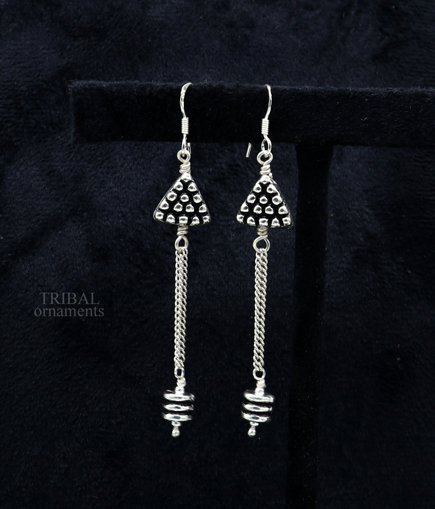 925 sterling silver handmade hoops earrings with elegant fancy girl's hoops earring brides jewelry from india ear1084 - TRIBAL ORNAMENTS