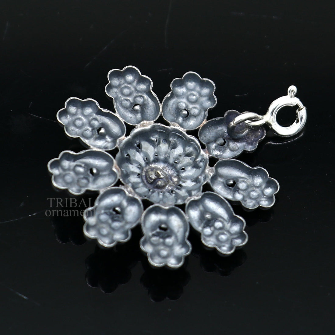 925 sterling silver handmade flower design customized floral design pendant  excellent personalized jewelry ssp1392 - TRIBAL ORNAMENTS