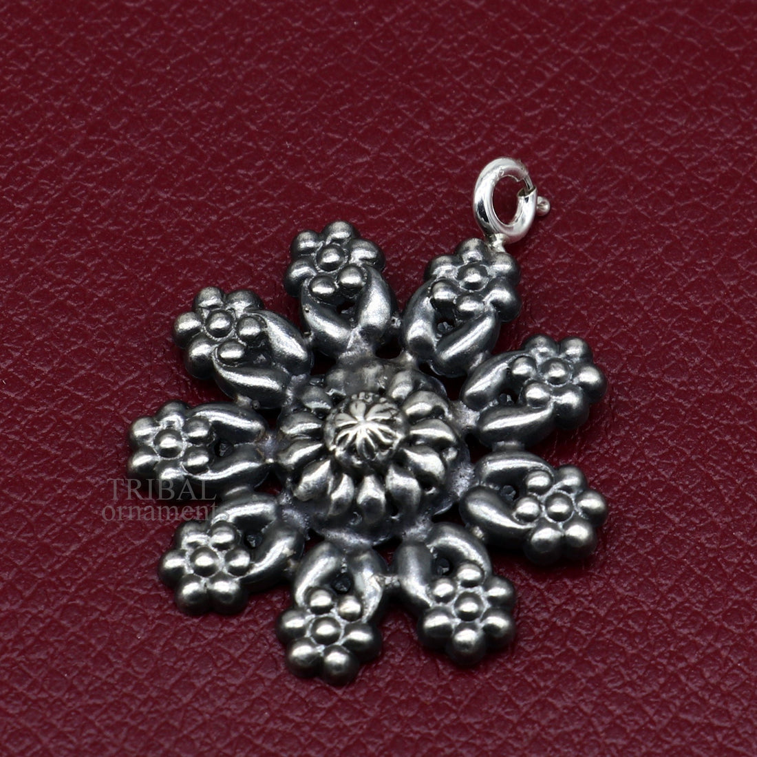 925 sterling silver handmade flower design customized floral design pendant  excellent personalized jewelry ssp1392 - TRIBAL ORNAMENTS