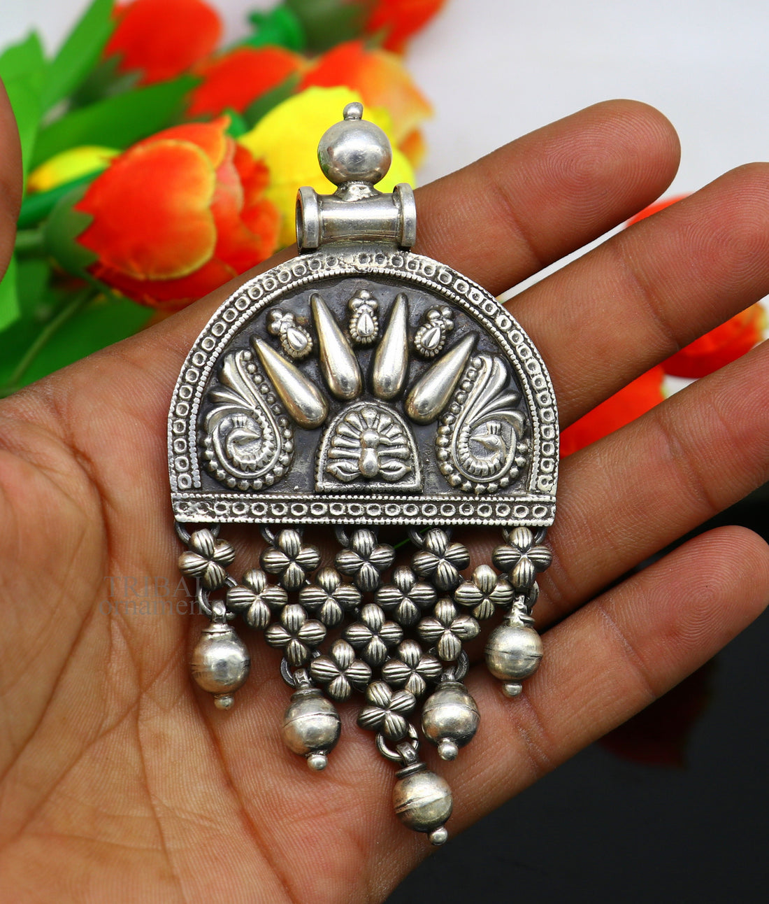 925 sterling silver handcrafted indian tribal ethnic pendant antique design wedding charm pendant necklace jewelry india ssp1513 - TRIBAL ORNAMENTS