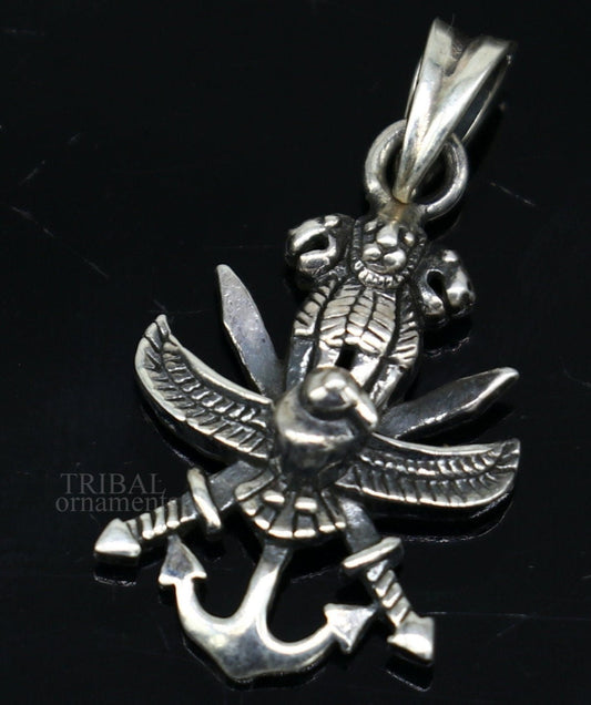 925 sterling silver handmade gorgeous unique design Indian army logo pendant excellent gifting tribal jewelry best gift to him  ssp1515 - TRIBAL ORNAMENTS