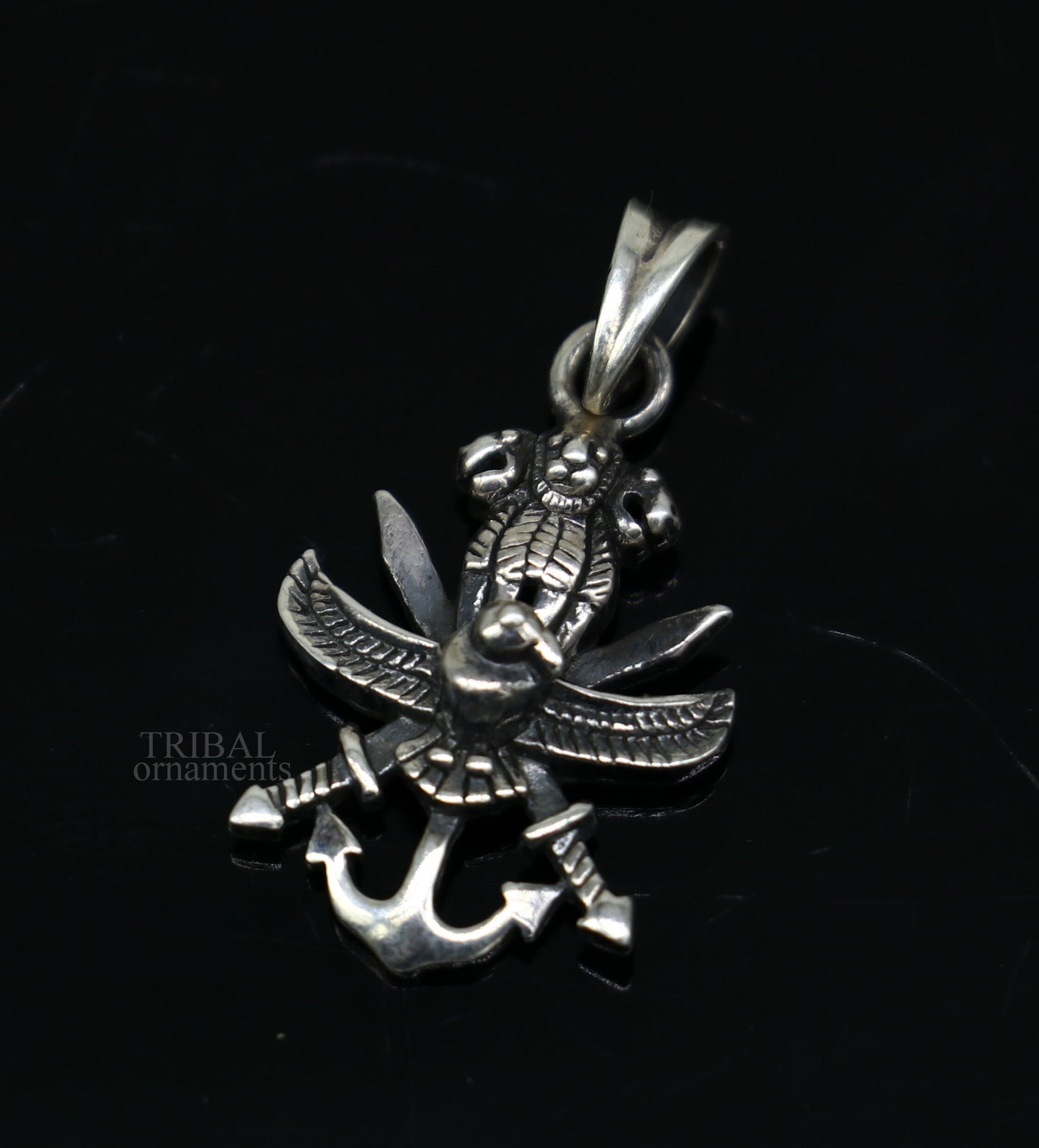 925 sterling silver handmade gorgeous unique design Indian army logo pendant excellent gifting tribal jewelry best gift to him  ssp1515 - TRIBAL ORNAMENTS