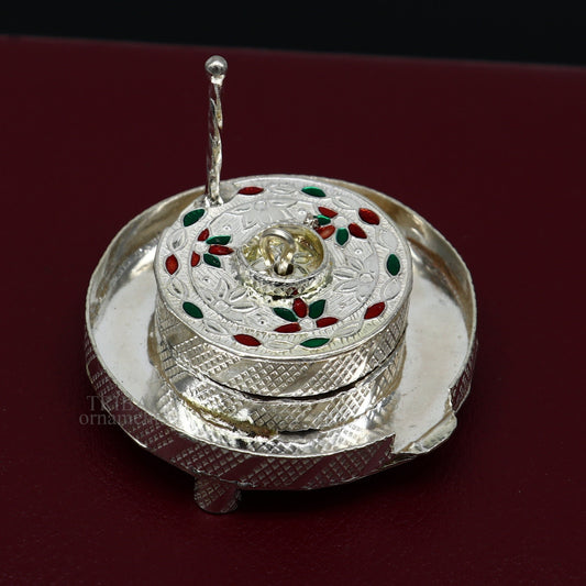 Vintage antique style handmade 925 sterling silver Small toy Atta chakki, flour mill unique hand driven article from india su707 - TRIBAL ORNAMENTS