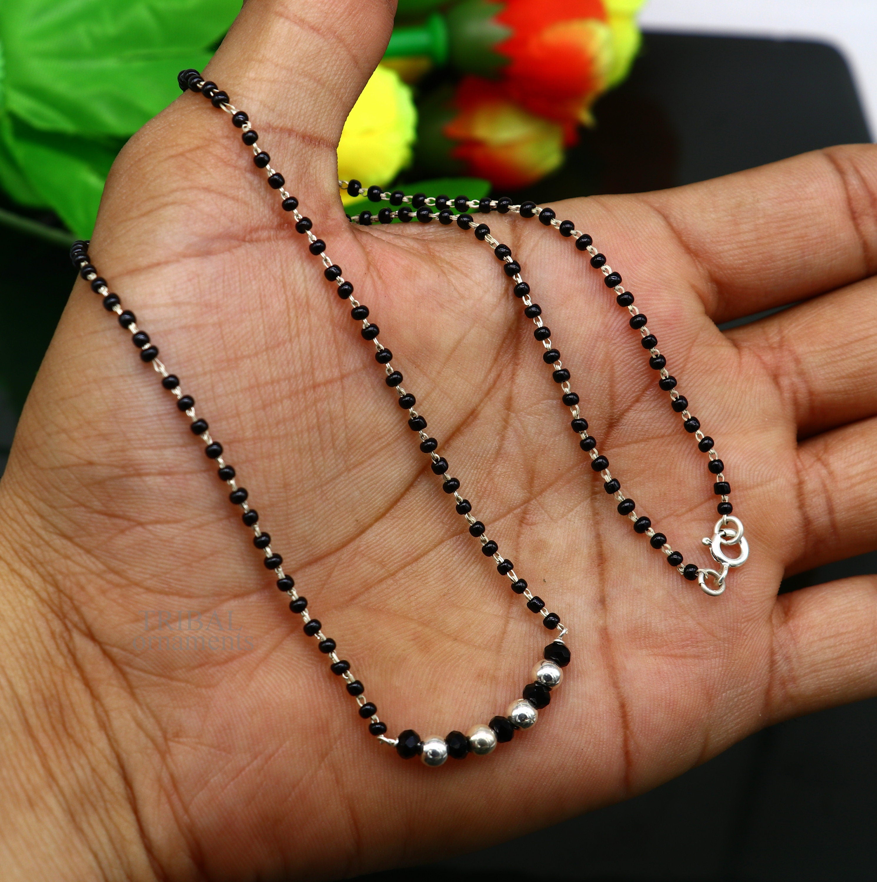 Indian black beads store chain designs