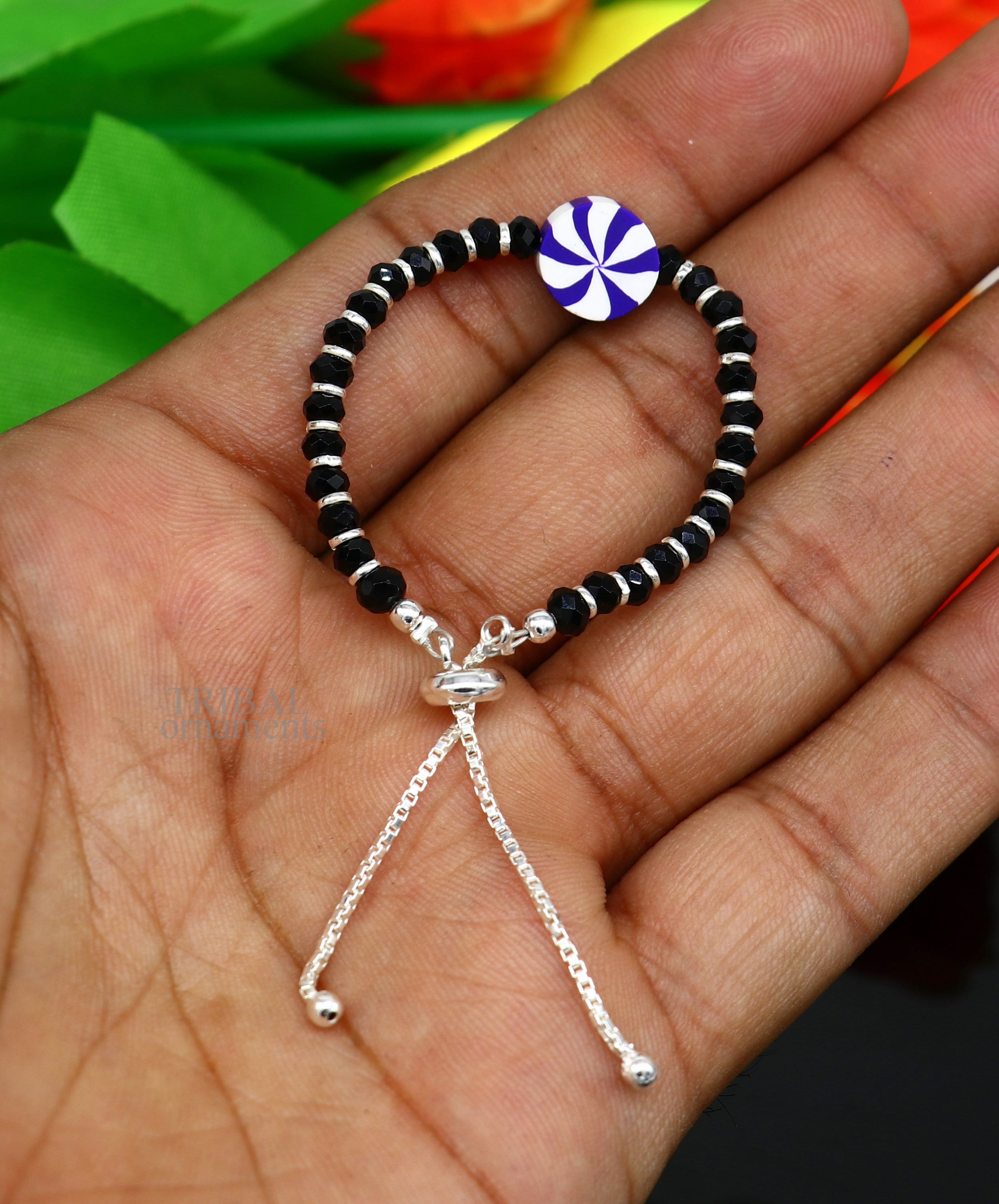 Buy GIVA 92.5 Sterling Silver Black Beads Anklet for Kids Online At Best  Price @ Tata CLiQ