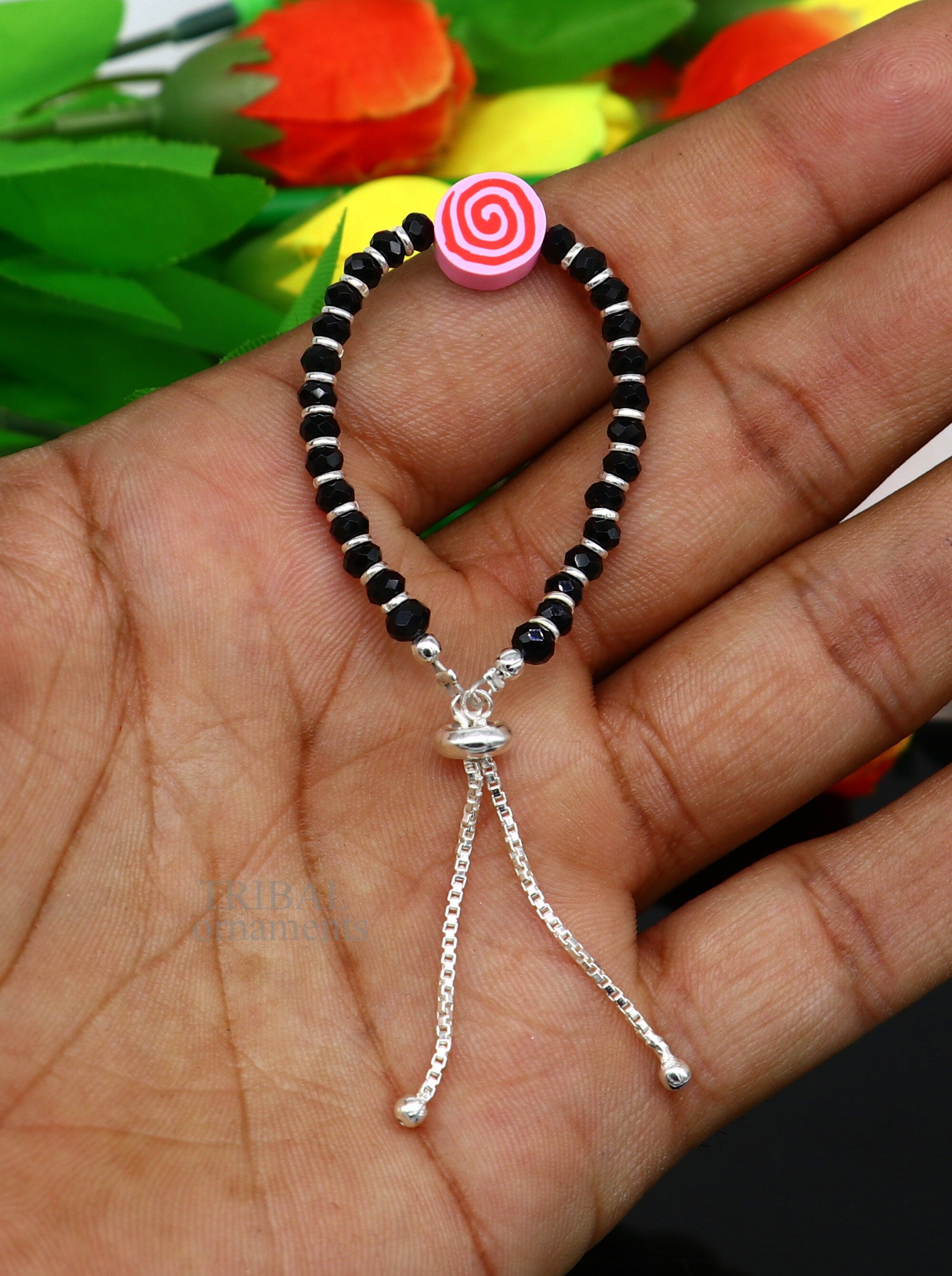 Plain Black Bead Mangalsutra Bracelet | RishiRich Jewels