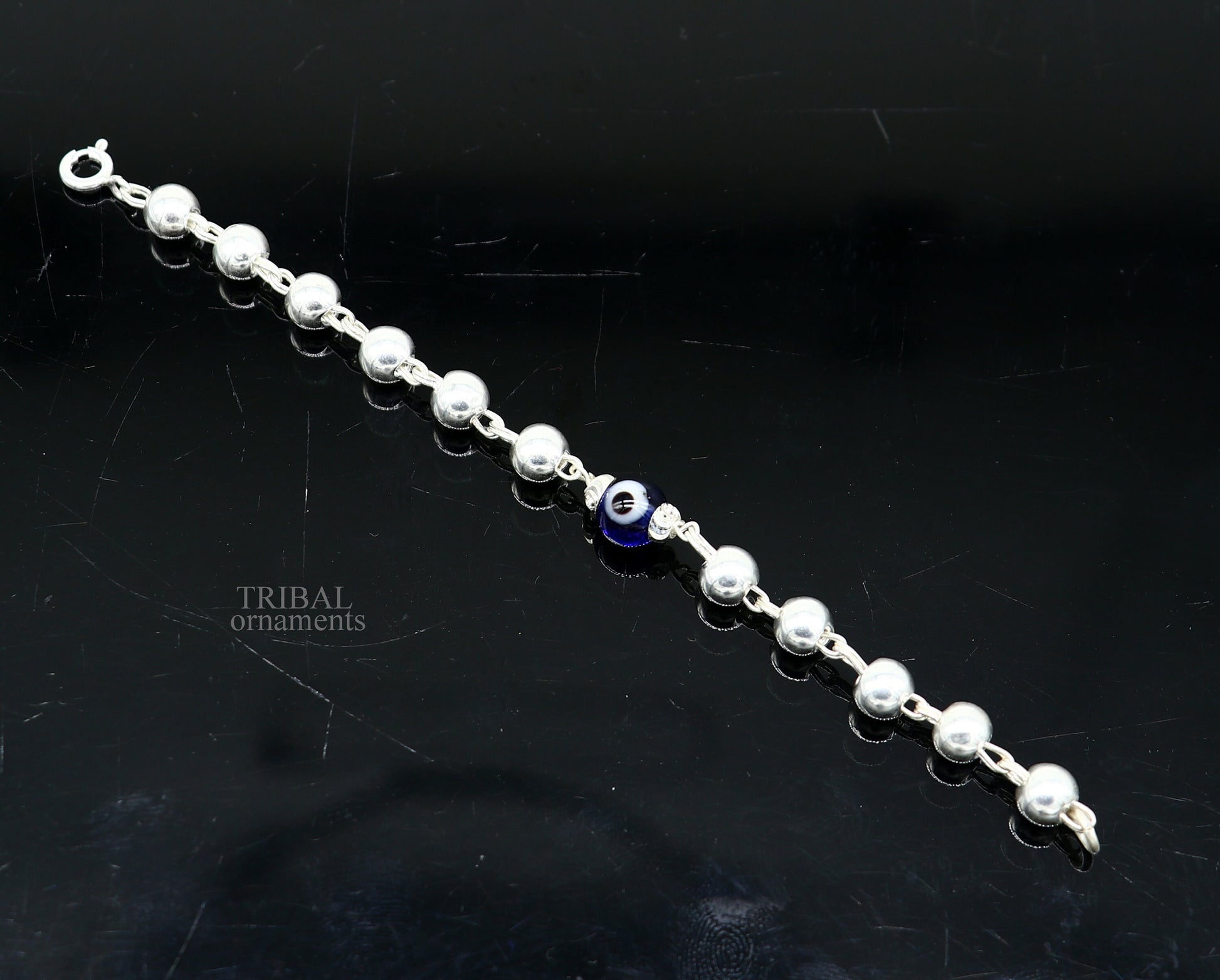 5" 925 sterling silver handmade beaded evil eye bracelet, amazing stylish unisex kids bracelet  jewelry nsbr474 - TRIBAL ORNAMENTS