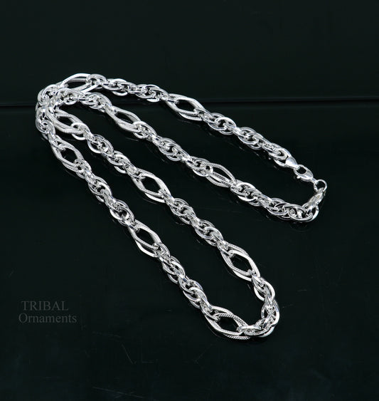 Exclusive fancy stylish 20" 925 sterling silver 8mm handmade amazing chain necklace excellent gifting jewelry, men's chain necklace  nch339 - TRIBAL ORNAMENTS