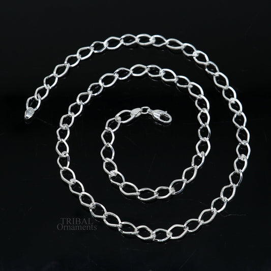 Exclusive unique stylish 20" 925 sterling silver 6mm handmade amazing chain necklace excellent gifting jewelry, men's chain necklace nch334 - TRIBAL ORNAMENTS