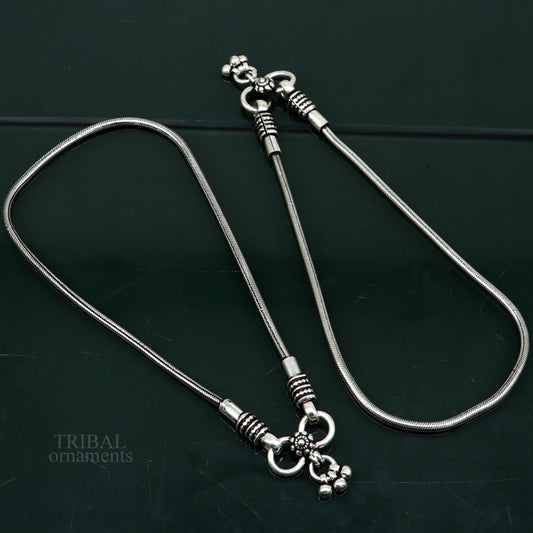 925 sterling silver round snake chain ankle bracelet, excellent customized trendy stylish anklets bracelet belly dance jewelry nank427 - TRIBAL ORNAMENTS