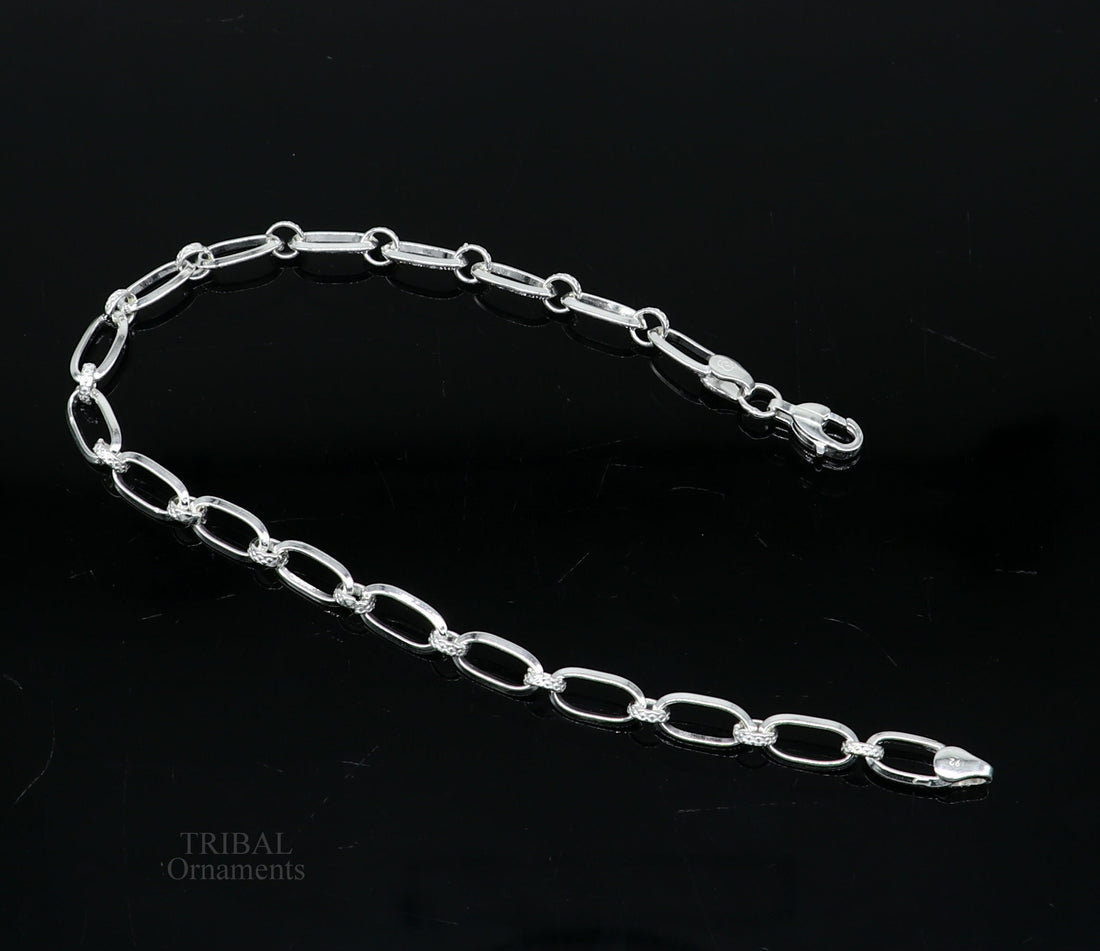 8" girl's bracelet 925 sterling silver handmade new fancy stylish solid chain bracelet, stylish bracelet  gifting elegant jewelry nsbr522 - TRIBAL ORNAMENTS