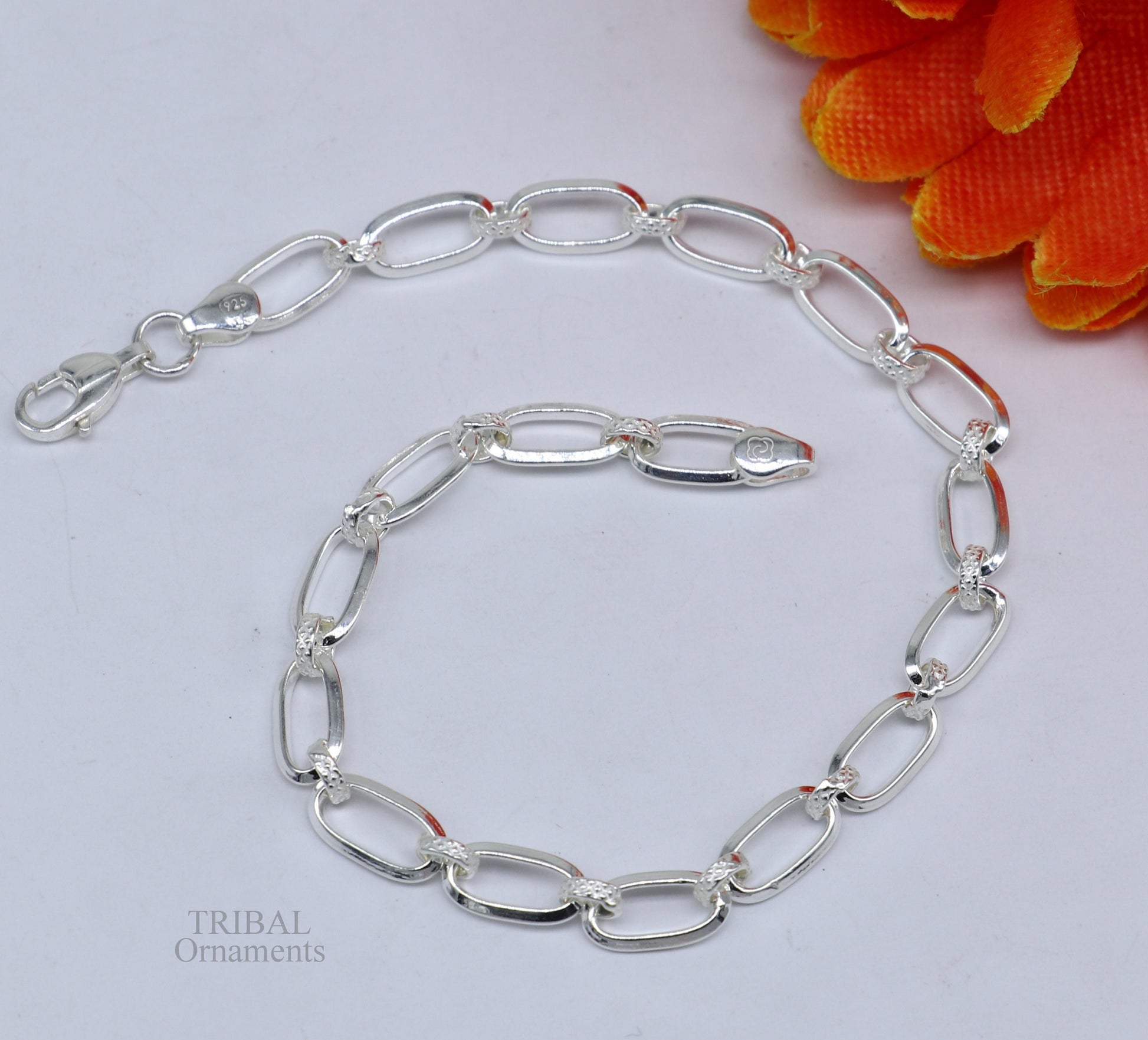 8" girl's bracelet 925 sterling silver handmade new fancy stylish solid chain bracelet, stylish bracelet  gifting elegant jewelry nsbr522 - TRIBAL ORNAMENTS