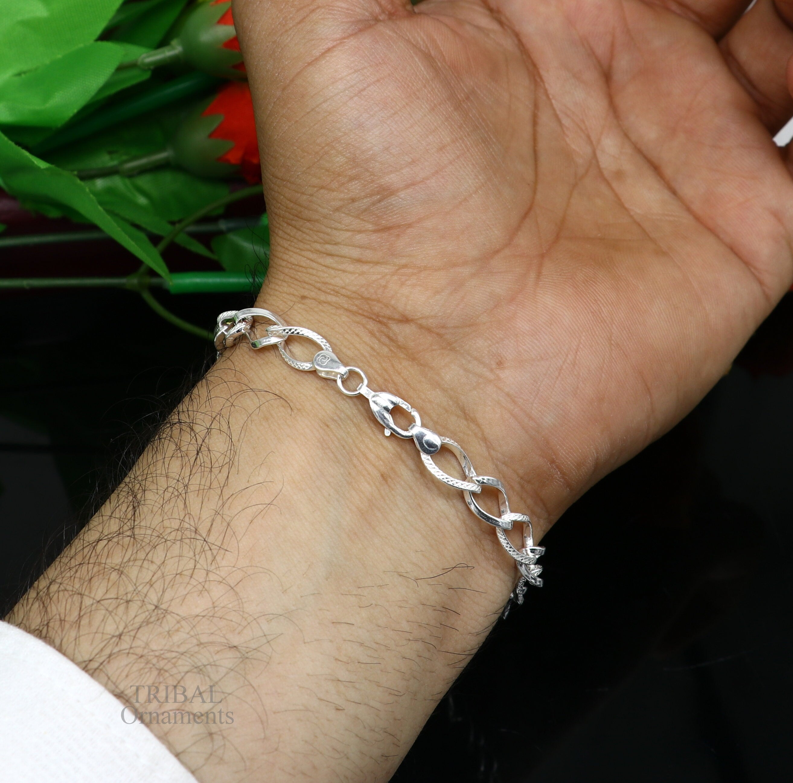 92.5 Stylish Fancy Silver Bracelet For Men - Silver Palace