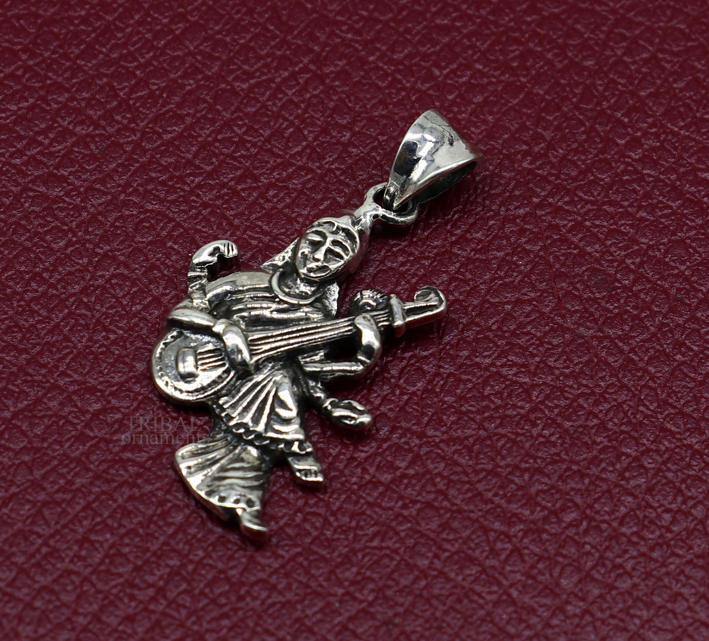 925 sterling silver unique design Goddess Saraswati/Sharda mataji pendant, goddess pendant good luck divine jewelry tribal jewelry ssp1743 - TRIBAL ORNAMENTS