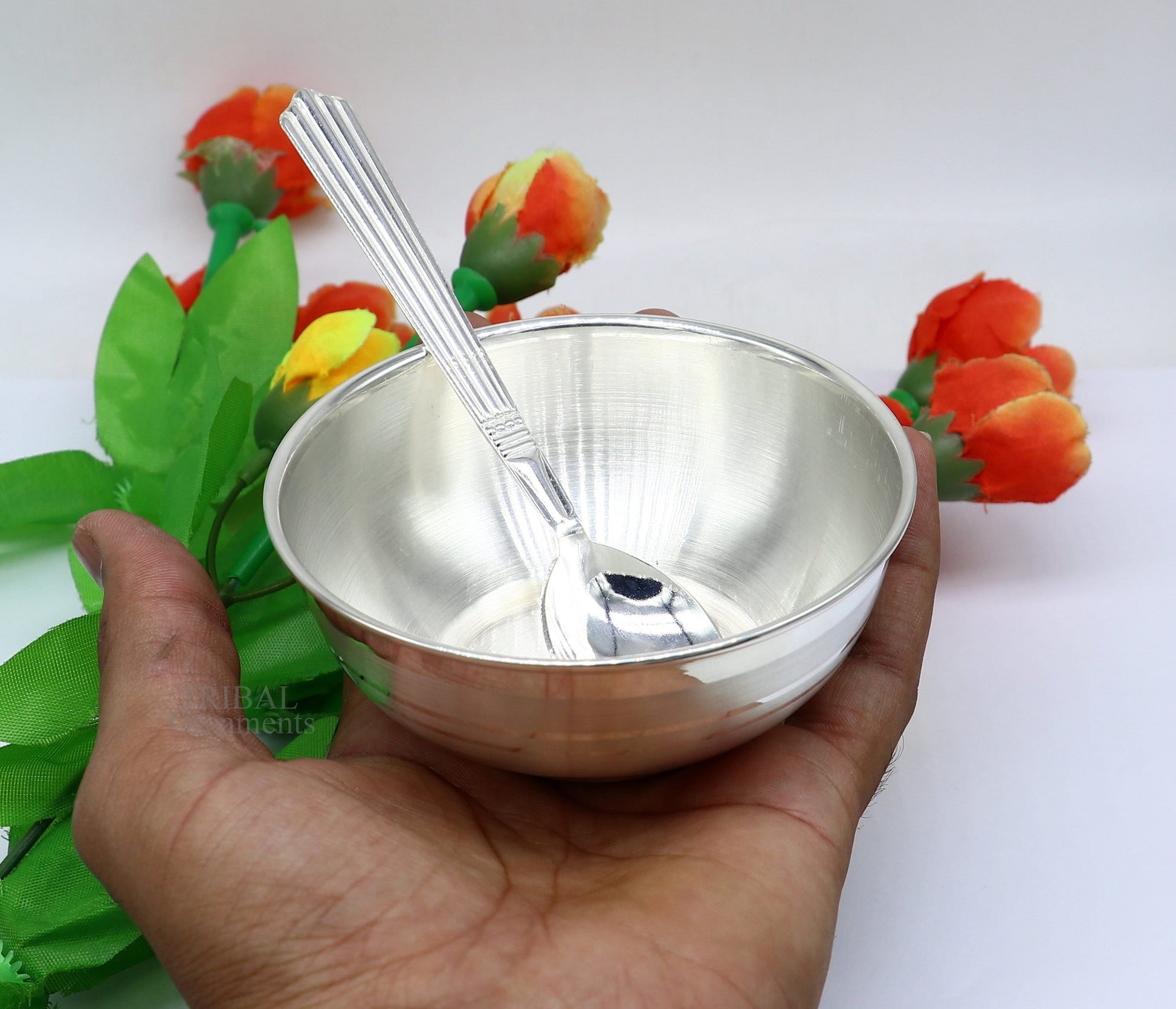 Silver Bowl & Spoon for new born baby - Bis hallmark –