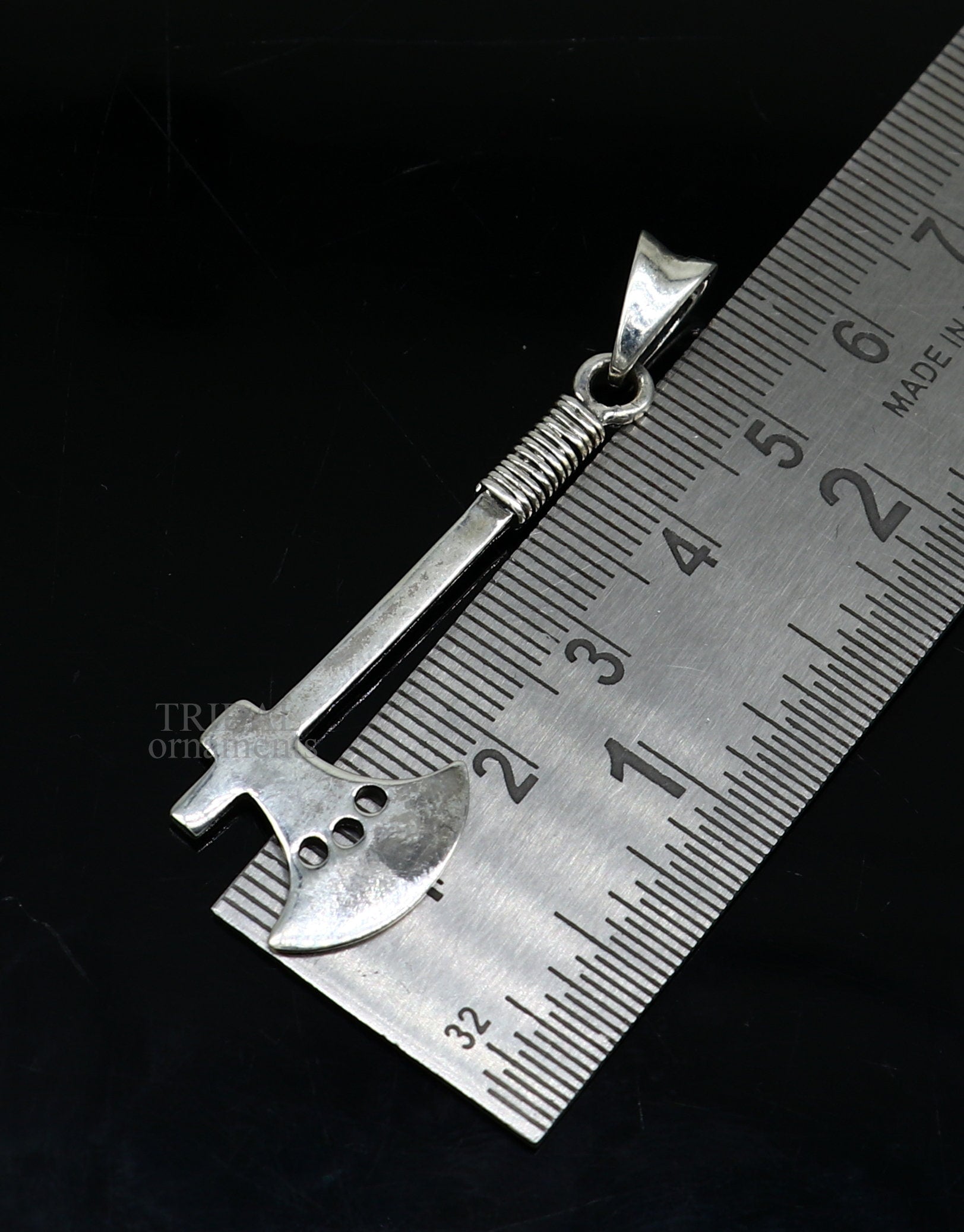 Pure 925 sterling silver handmade axe / kulhadi shape pendant, amazing designer fabulous pendant unisex  jewelry ssp1442 - TRIBAL ORNAMENTS
