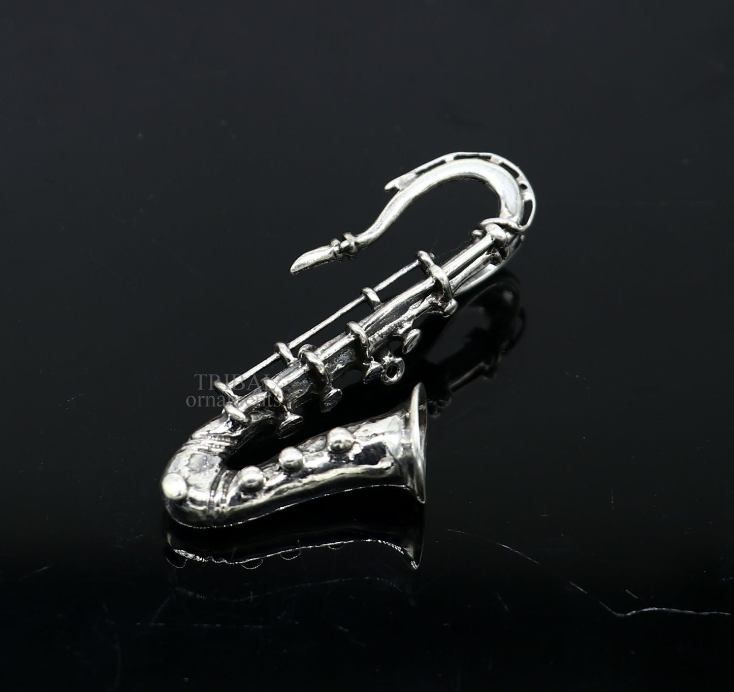 925 sterling silver small trumpet or cornet pendant, amazing musical instrument pendant for best wishes gift from india ssp1414 - TRIBAL ORNAMENTS