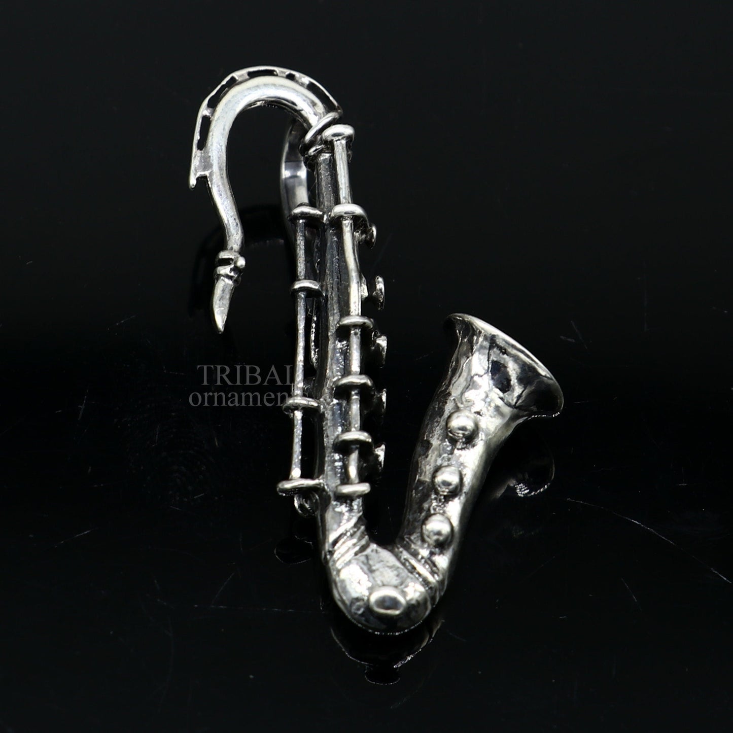 925 sterling silver small trumpet or cornet pendant, amazing musical instrument pendant for best wishes gift from india ssp1414 - TRIBAL ORNAMENTS