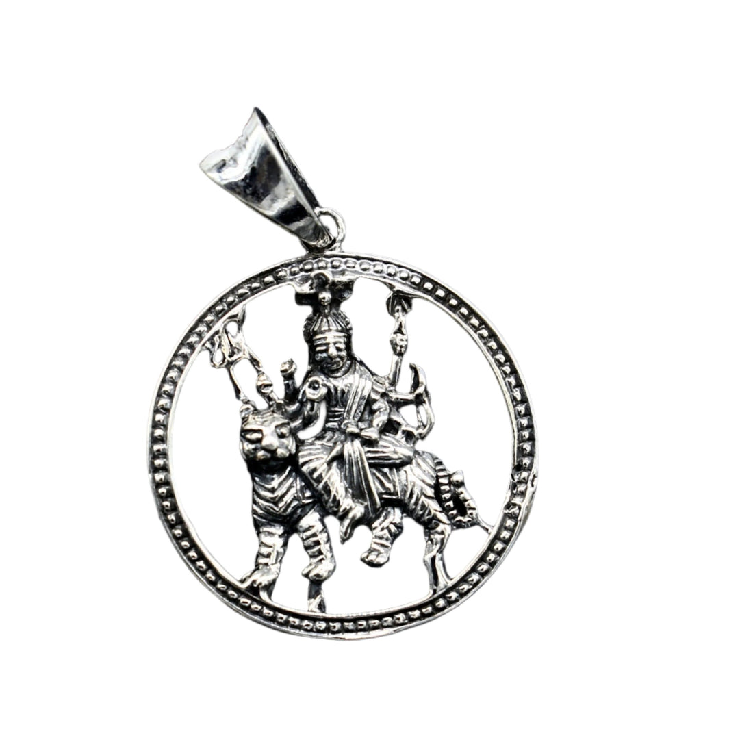 Divine 925 sterling silver Goddess bhawani/ Durga mataji with lion pendant, amazing unisex pendant locket goddess tribal jewelry ssp1560 - TRIBAL ORNAMENTS