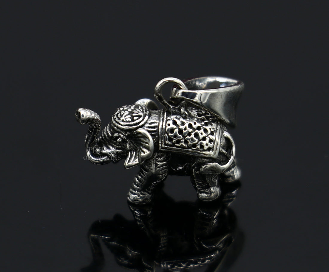 925 sterling silver handmade solid design small elephant pendant amazing exclusive divine lucky pendant necklace gifting jewelry ssp1680 - TRIBAL ORNAMENTS